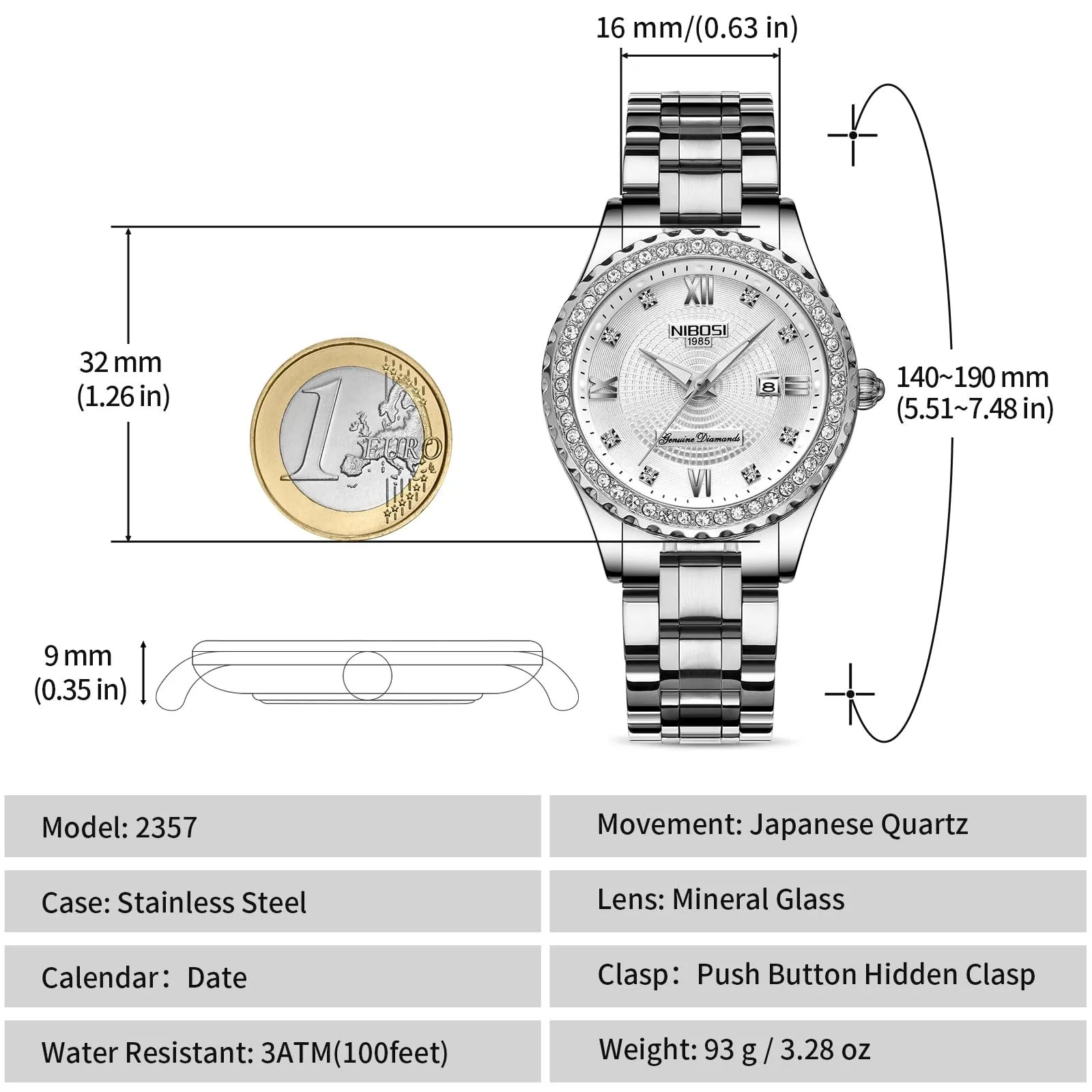 NIBOSI Orologio da polso da donna, orologio analogico al quarzo in oro rosa con quadrante a diamanti, elegante orologio da polso impermeabile per ragazze, bracciale gioiello - immagine 3