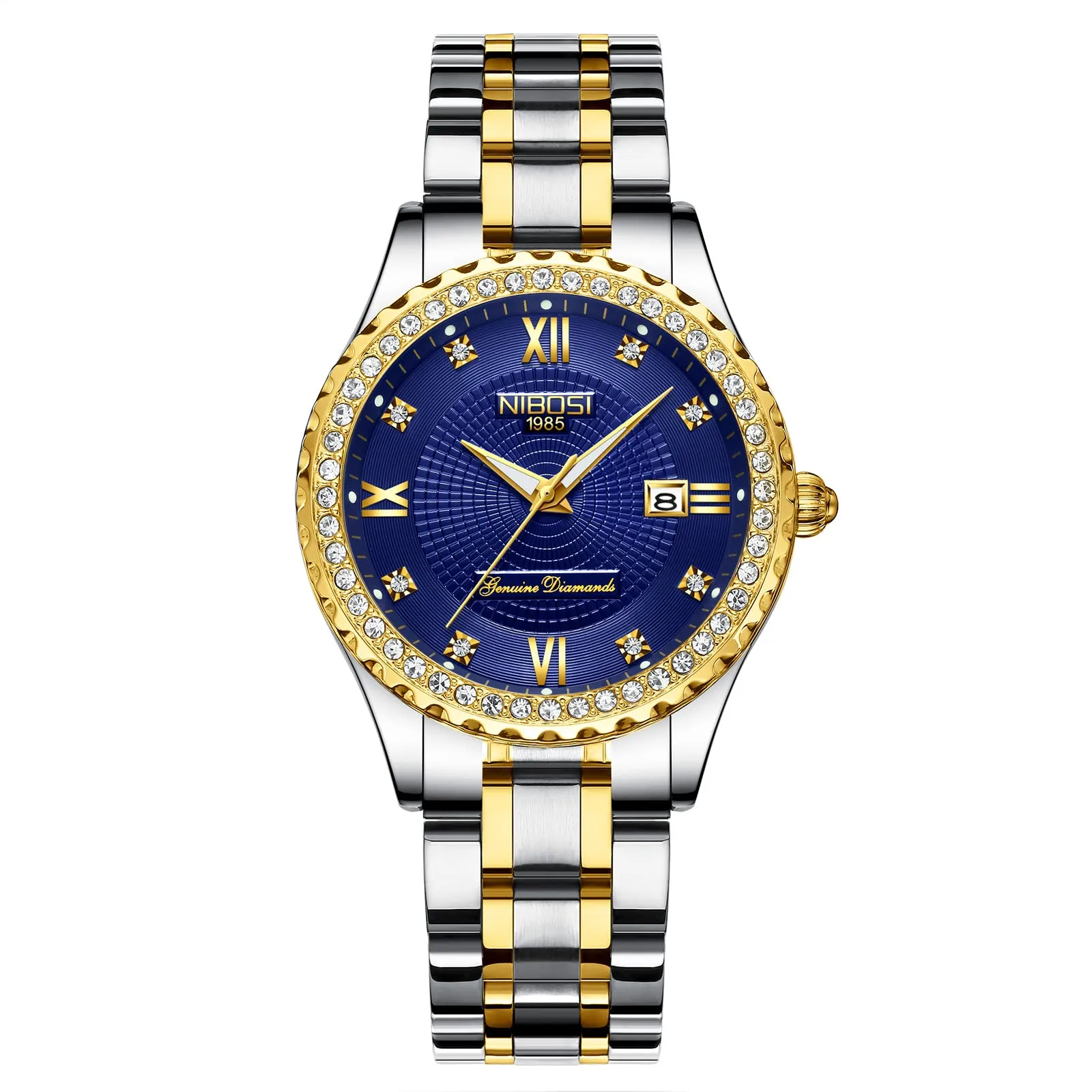 NIBOSI Orologio da polso da donna, orologio da donna analogico al quarzo, oro rosa, quadrante con diamanti, elegante orologio da polso impermeabile per ragazze, bracciale gioiello, Bracciale - immagine 1