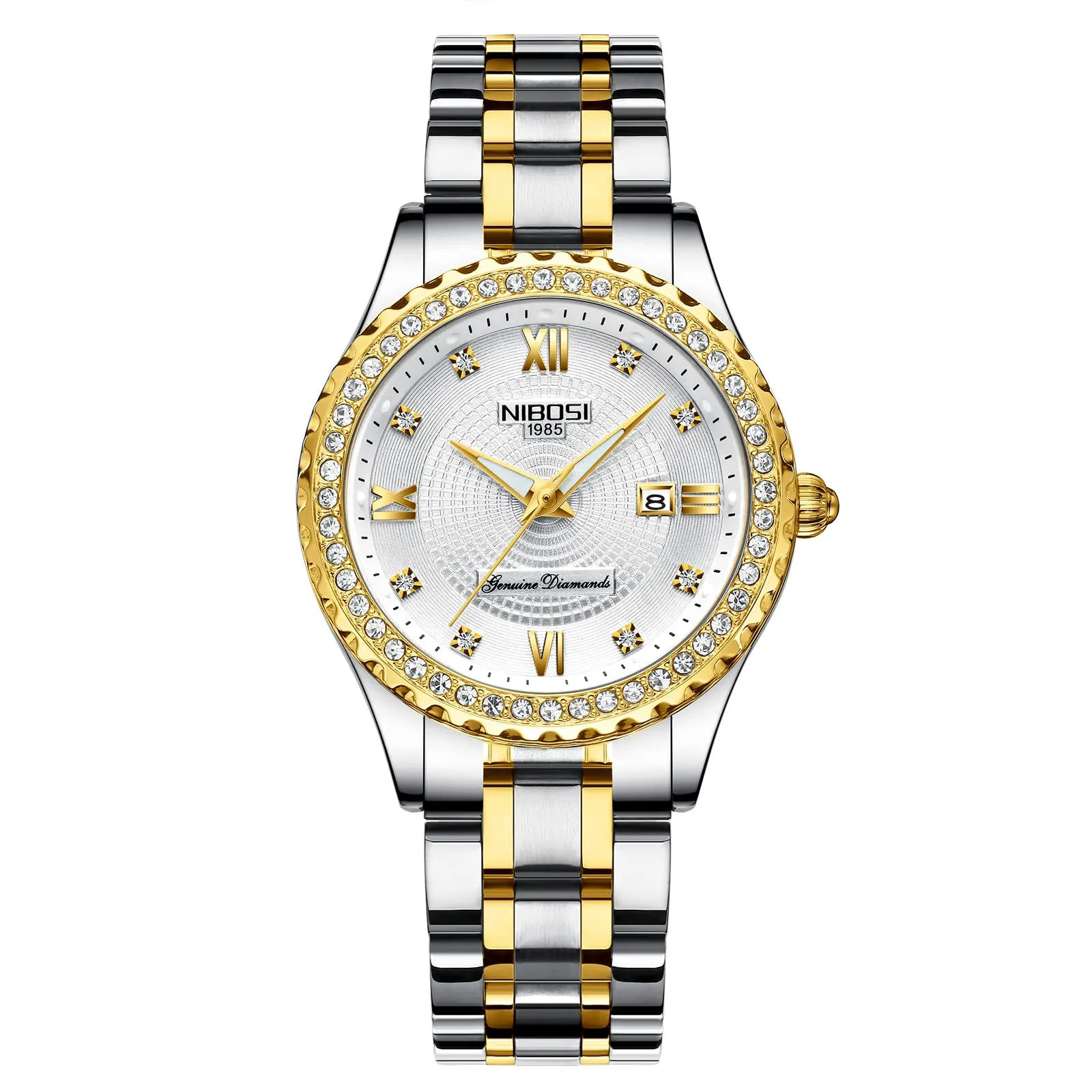 NIBOSI Orologio da polso da donna, orologio da donna analogico al quarzo, oro rosa, quadrante con diamanti, elegante orologio da polso impermeabile per ragazze, bracciale gioiello, Classico - immagine 1