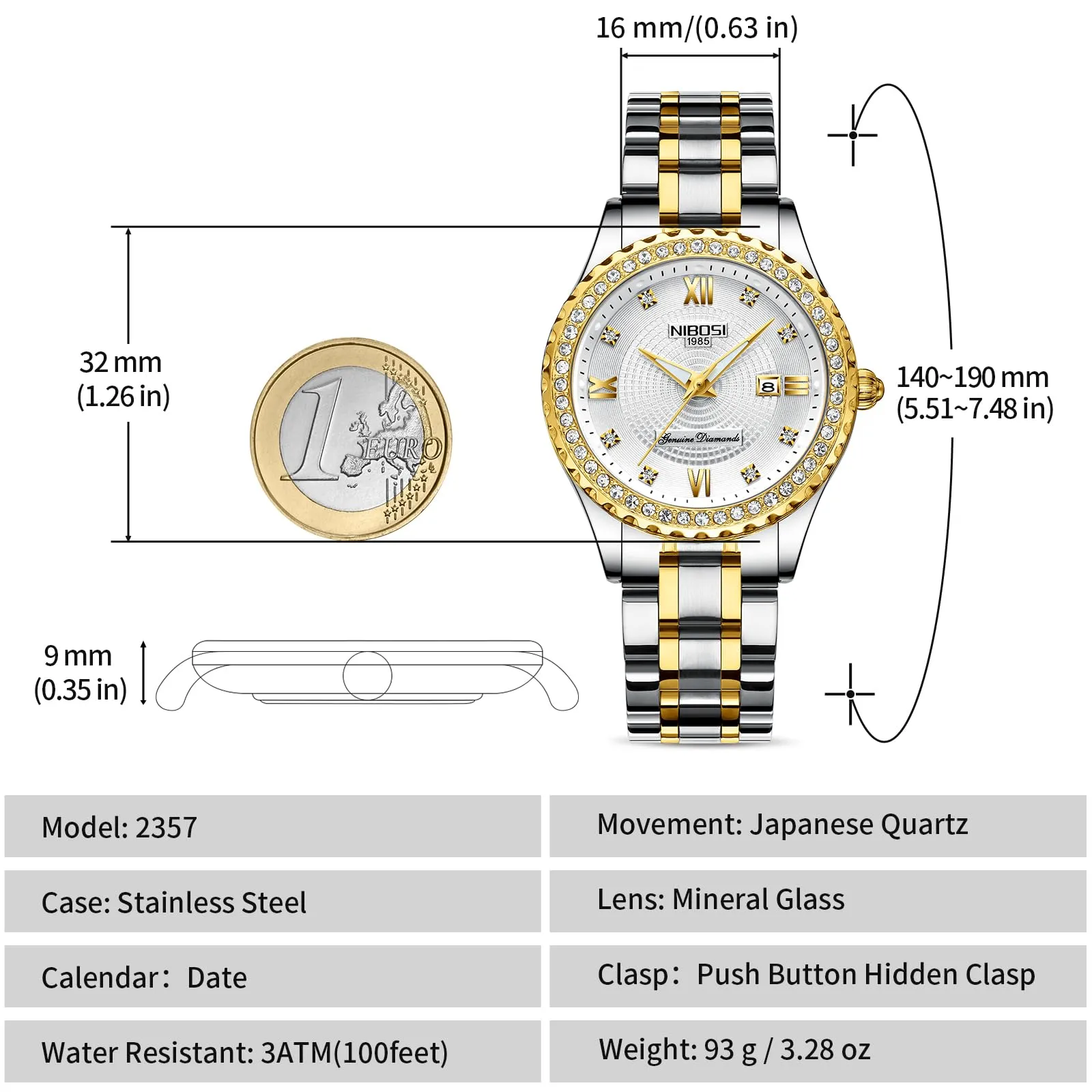 NIBOSI Orologio da polso da donna, orologio da donna analogico al quarzo, oro rosa, quadrante con diamanti, elegante orologio da polso impermeabile per ragazze, bracciale gioiello, Classico - immagine 3