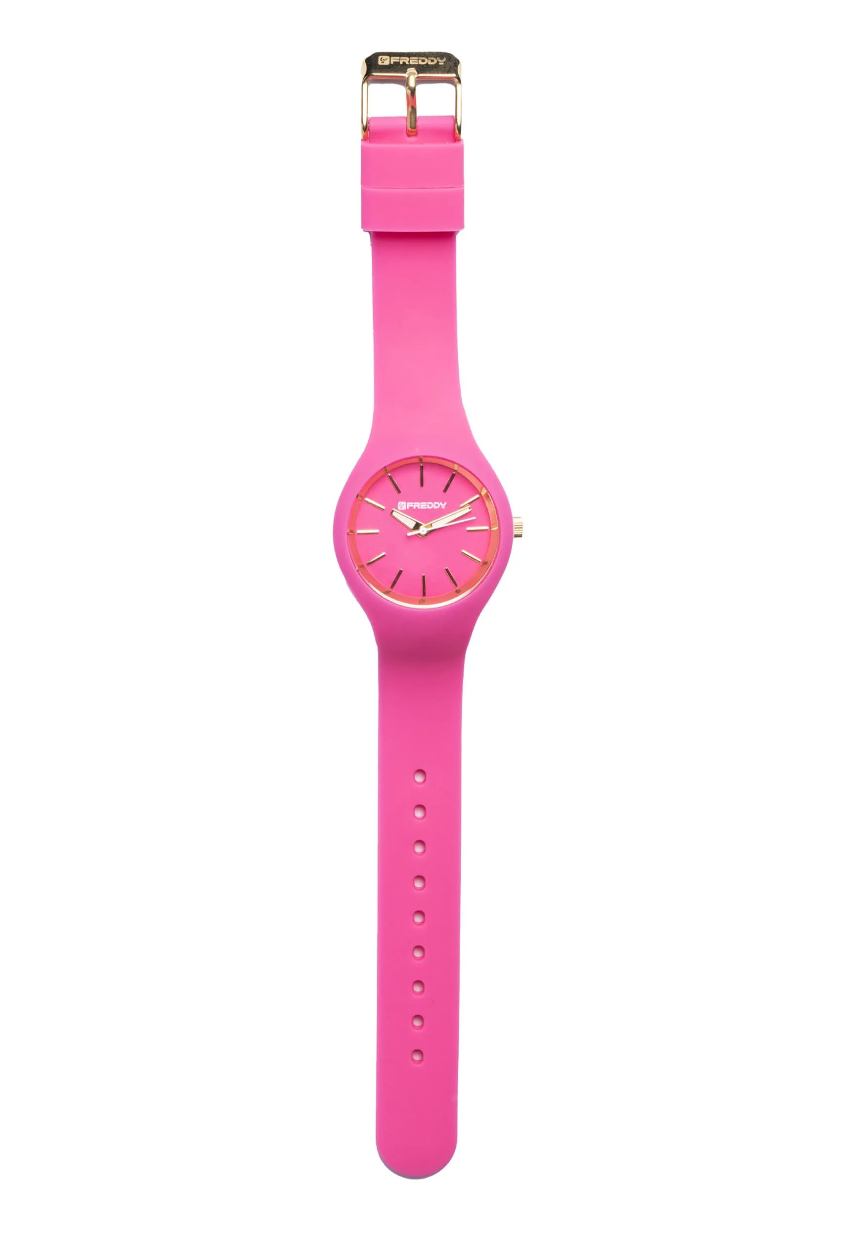 FREDDY Orologio da Polso Donna Rhythm, Rhythm Orologio da Donna in Silicone Fucsia e Gold, Cassa Tonda 34 mm - immagine 2