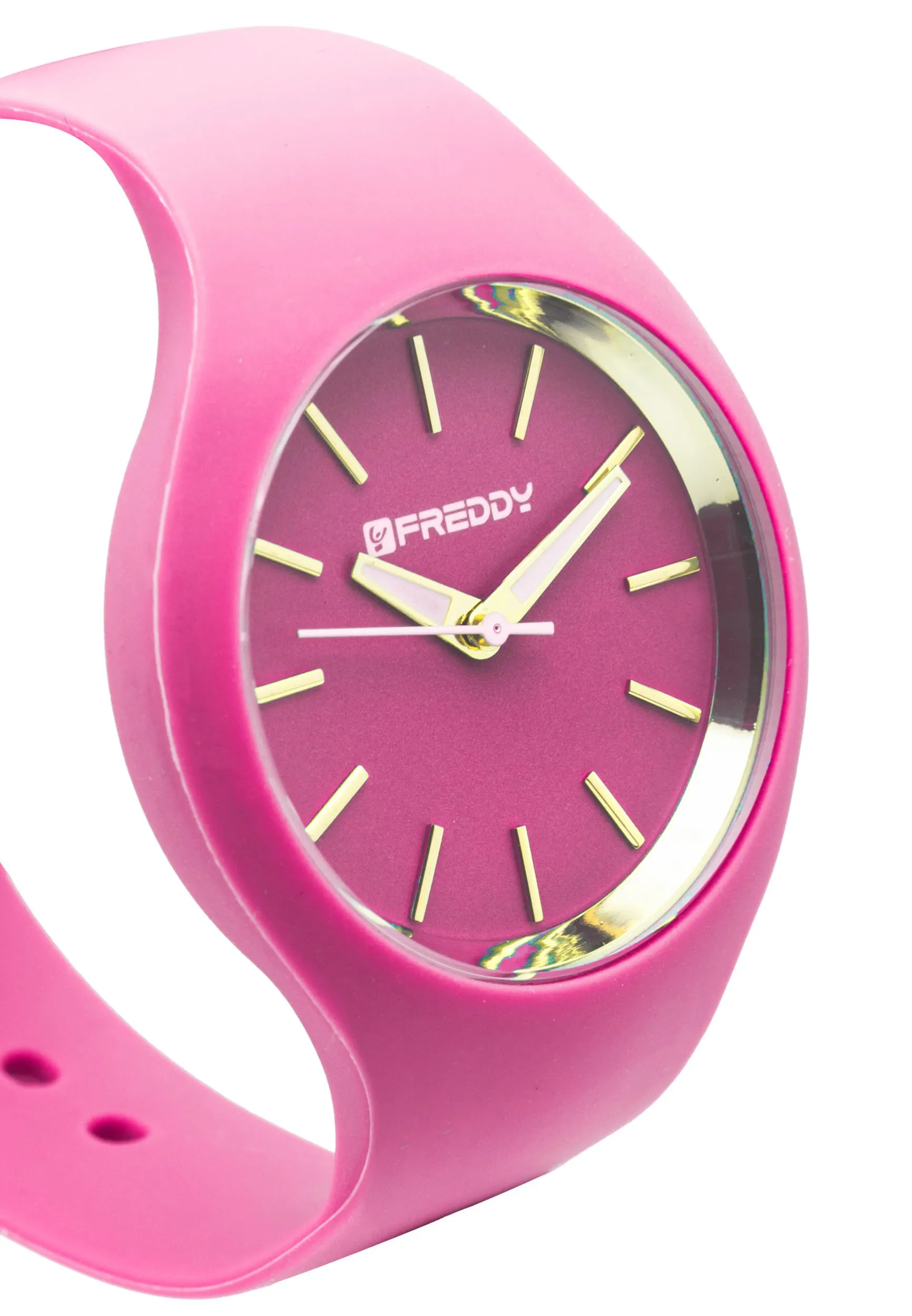 FREDDY Orologio da Polso Donna Rhythm, Rhythm Orologio da Donna in Silicone Fucsia e Gold, Cassa Tonda 34 mm - immagine 4