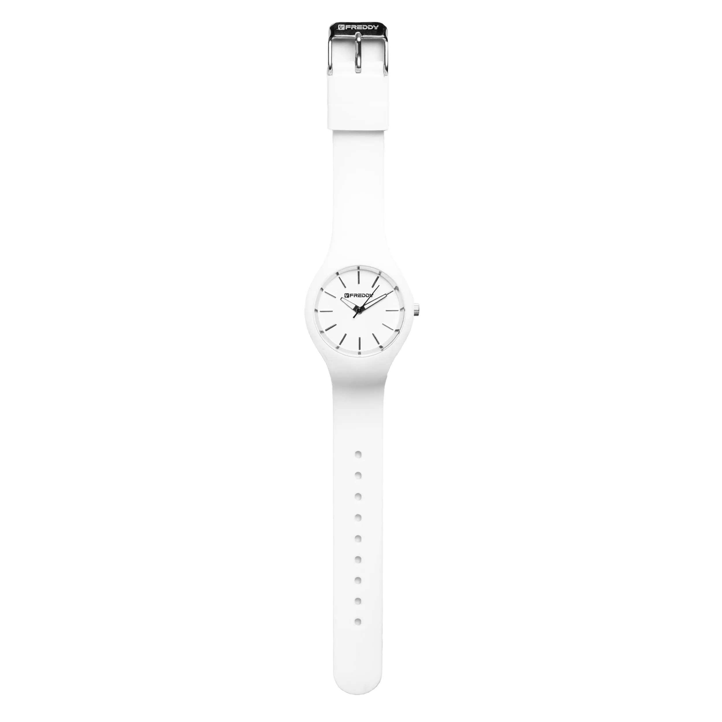 FREDDY Orologio da Polso Donna Rhythm, Rhythm Orologio da Donna in Silicone Bianco e Silver, Cassa Tonda 34 mm - immagine 2