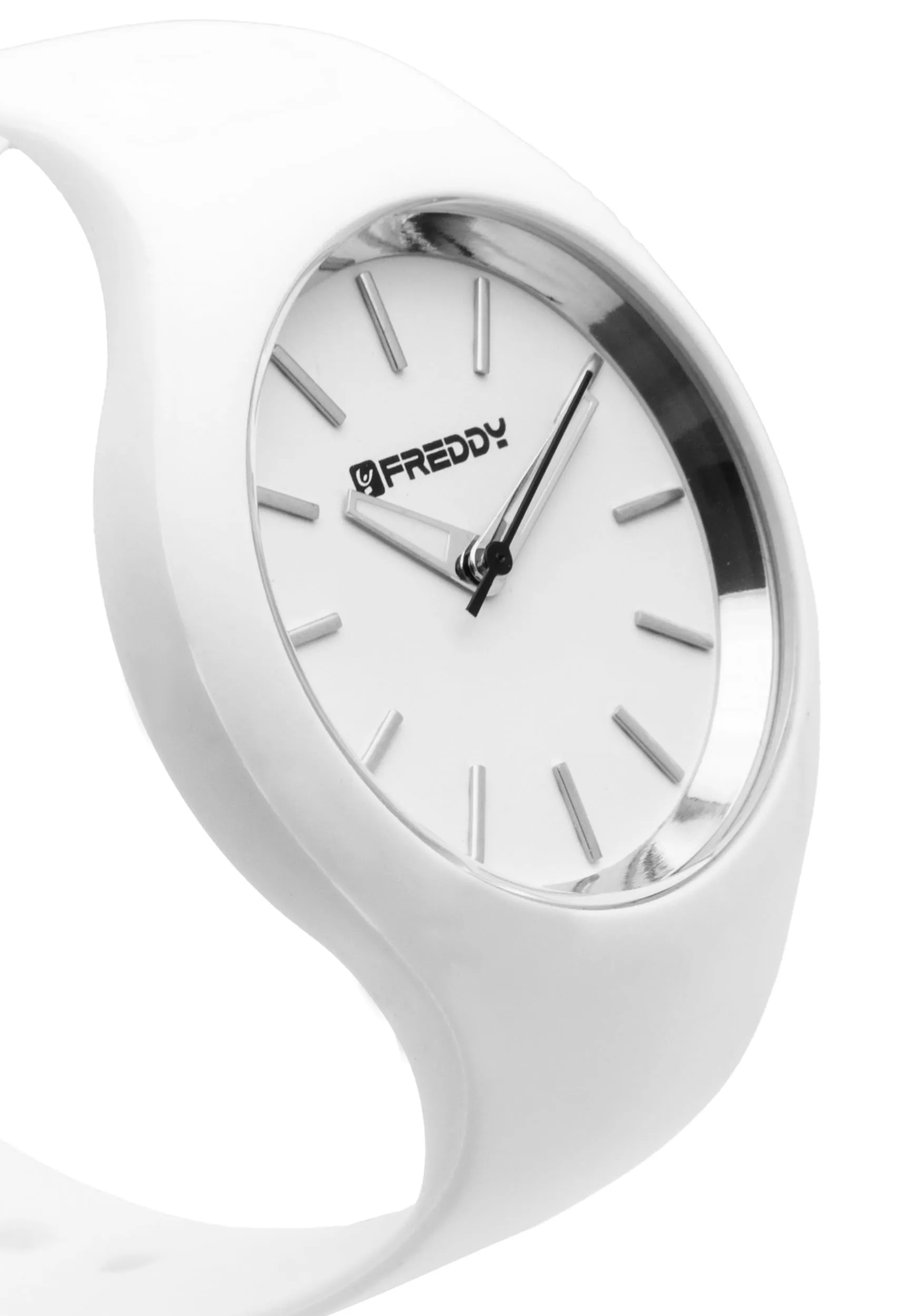 FREDDY Orologio da Polso Donna Rhythm, Rhythm Orologio da Donna in Silicone Bianco e Silver, Cassa Tonda 34 mm - immagine 3