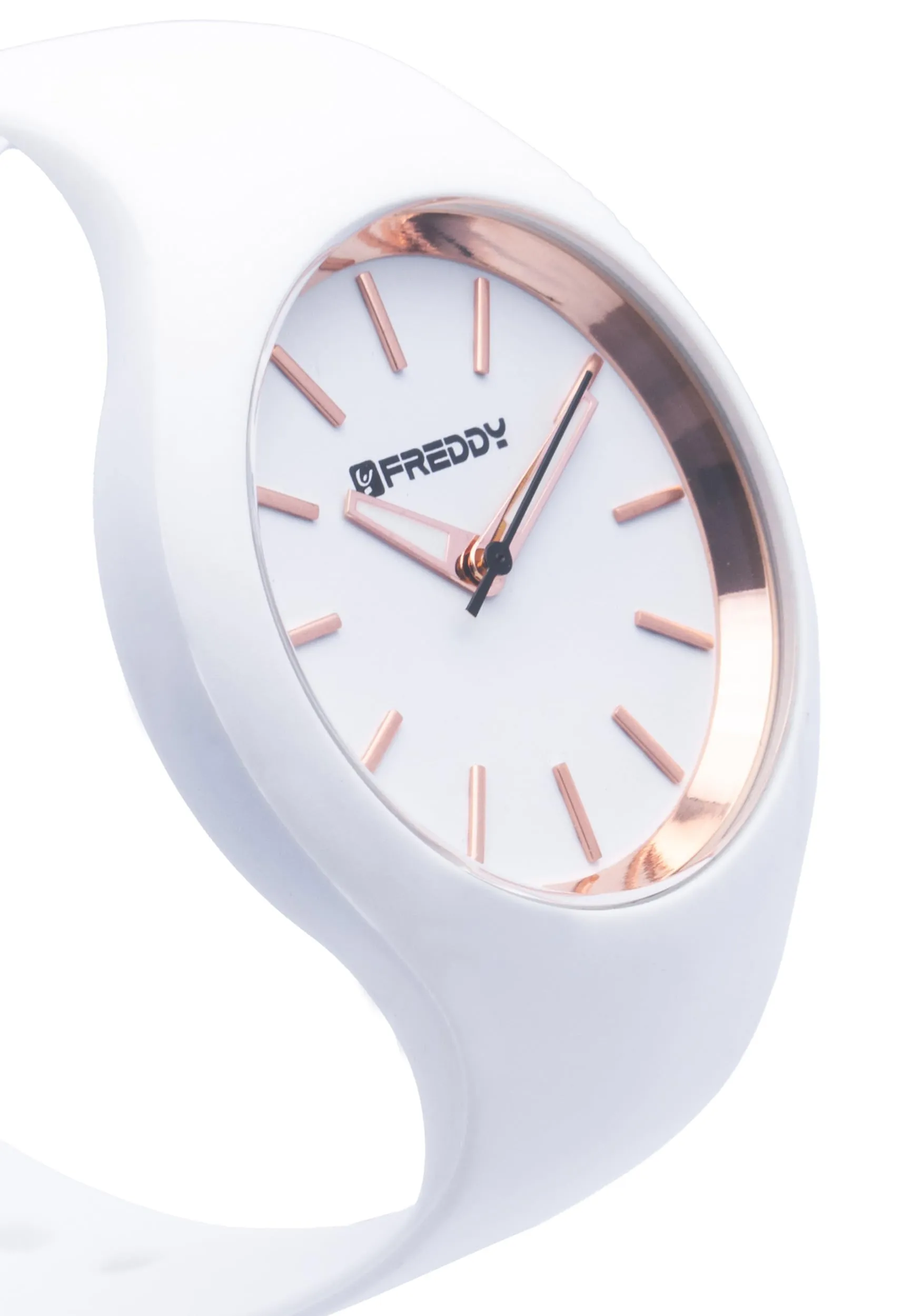 FREDDY Orologio da Polso Donna Rhythm, Rhythm Orologio da Donna in Silicone Bianco e Gold, Cassa Tonda 34 mm - immagine 4