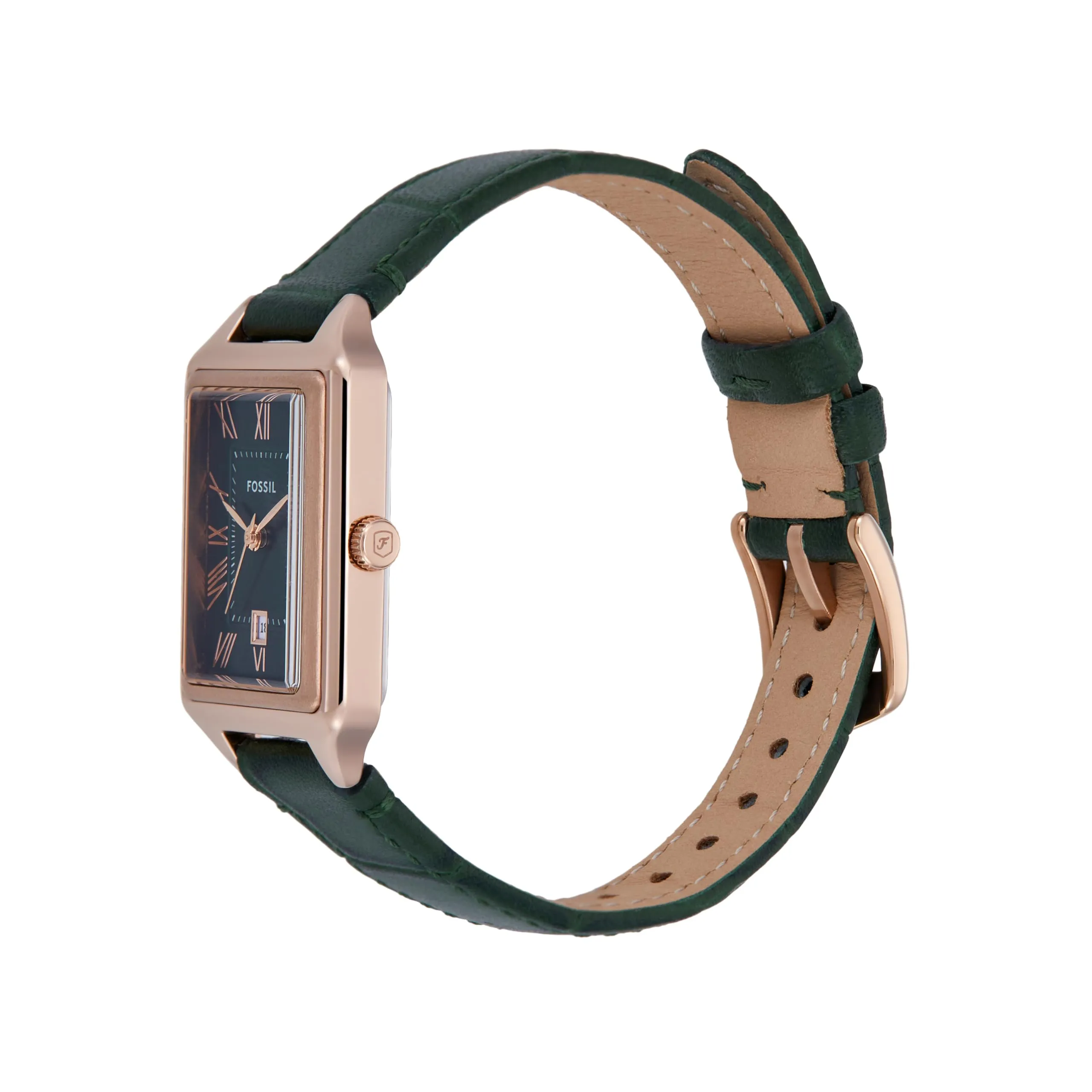 Fossil Raquel Orologio per donna, Movimento al quarzo con cinturino in acciaio inossiperbile o in pelle, Verde freddo, 23MM - immagine 3