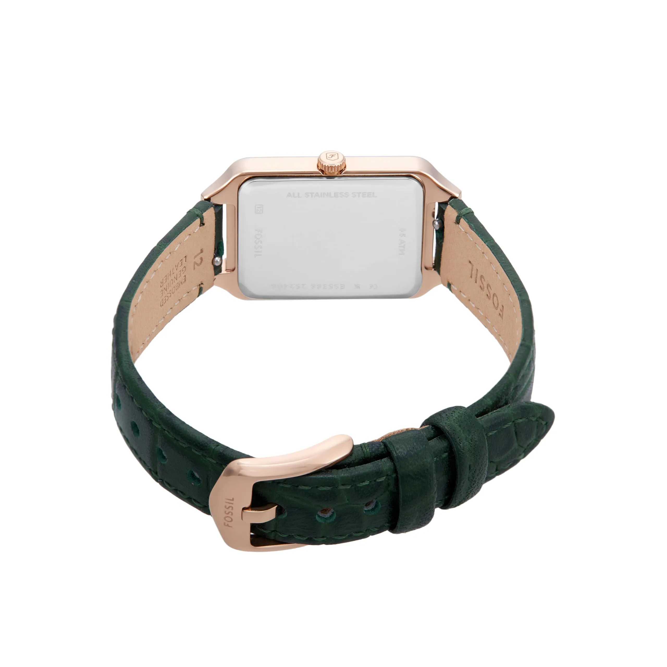 Fossil Raquel Orologio per donna, Movimento al quarzo con cinturino in acciaio inossiperbile o in pelle, Verde freddo, 23MM - immagine 4