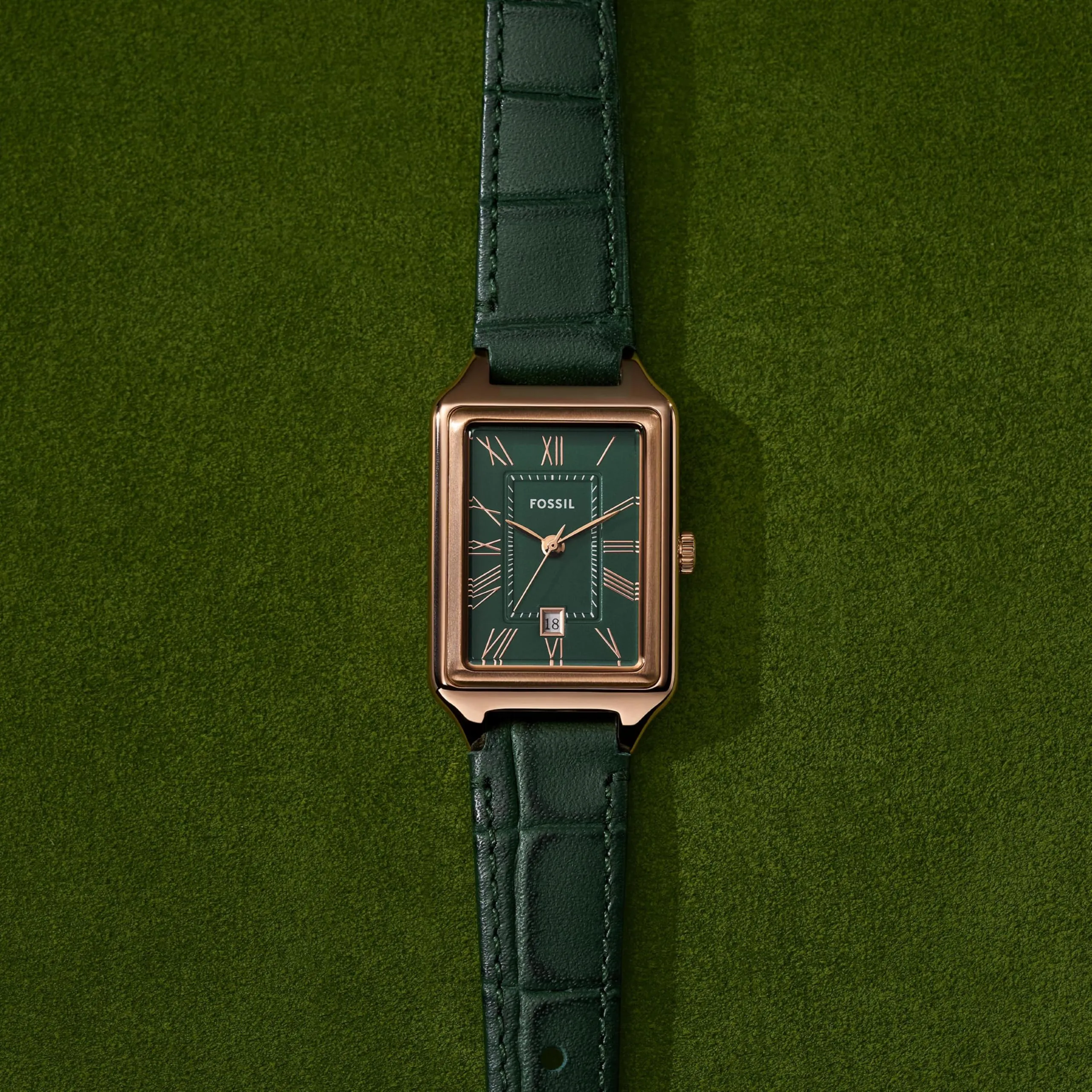 Fossil Raquel Orologio per donna, Movimento al quarzo con cinturino in acciaio inossiperbile o in pelle, Verde freddo, 23MM - immagine 5