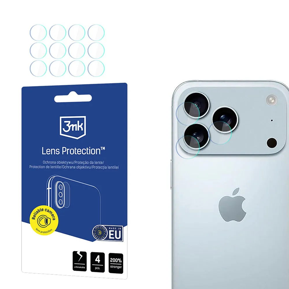 Pellicola protettiva Camera Posteriore 3MK Protection per Apple iPhone 17 Pro Max, Vetro Flessibile, Set 4 pezzi, Trasparente - immagine 1