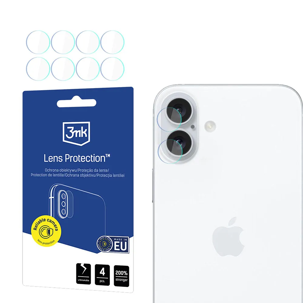 Pellicola Protettiva Posteriore Camera 3MK Protection per Apple iPhone 17, Vetro Flessibile, Set 4 pezzi, Trasparente - immagine 1