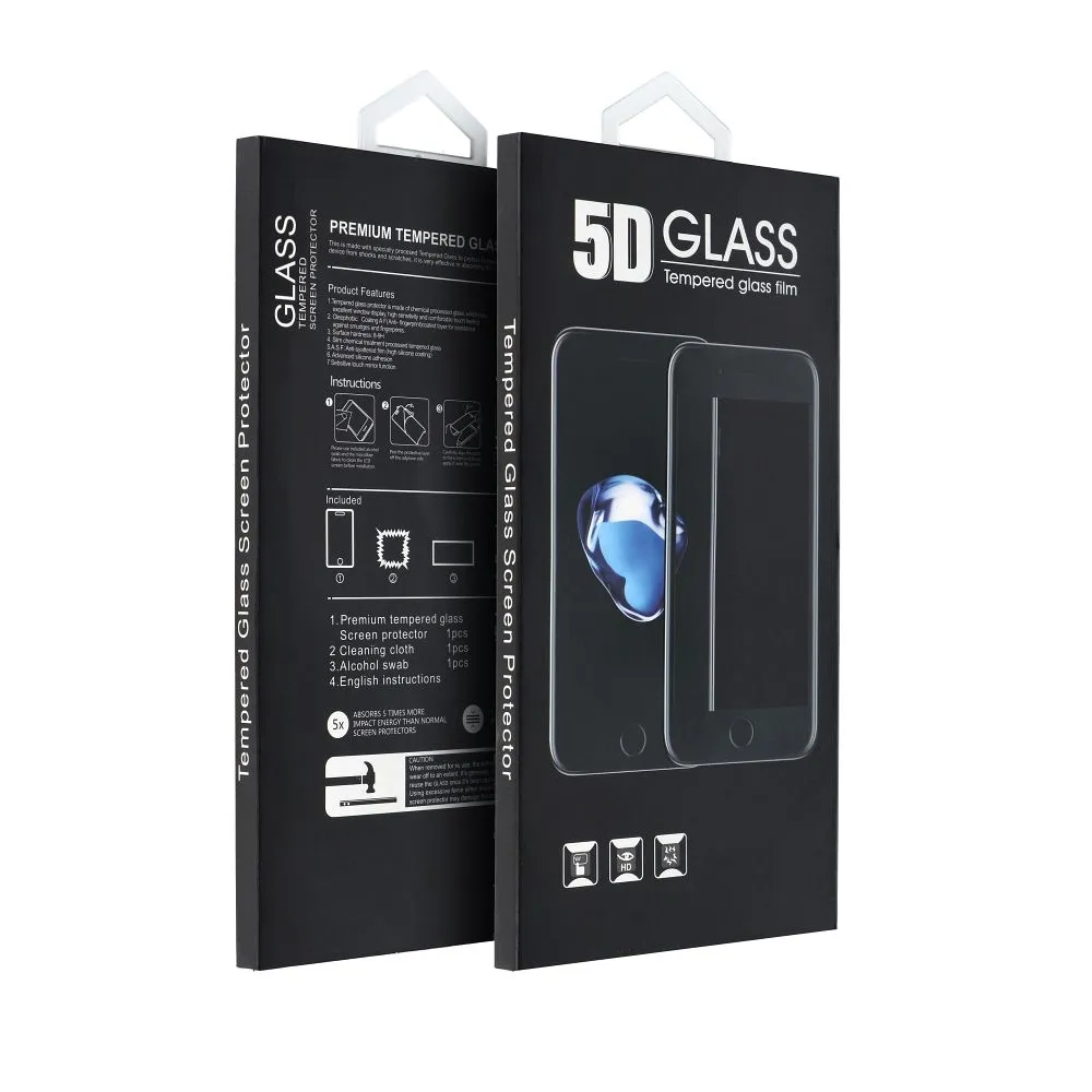 Pellicola protettiva schermo OEM per Apple iPhone 18 Pro Max / 17 Pro Max, Vetro temperato, Full Glue, 5D, Nero - immagine 1