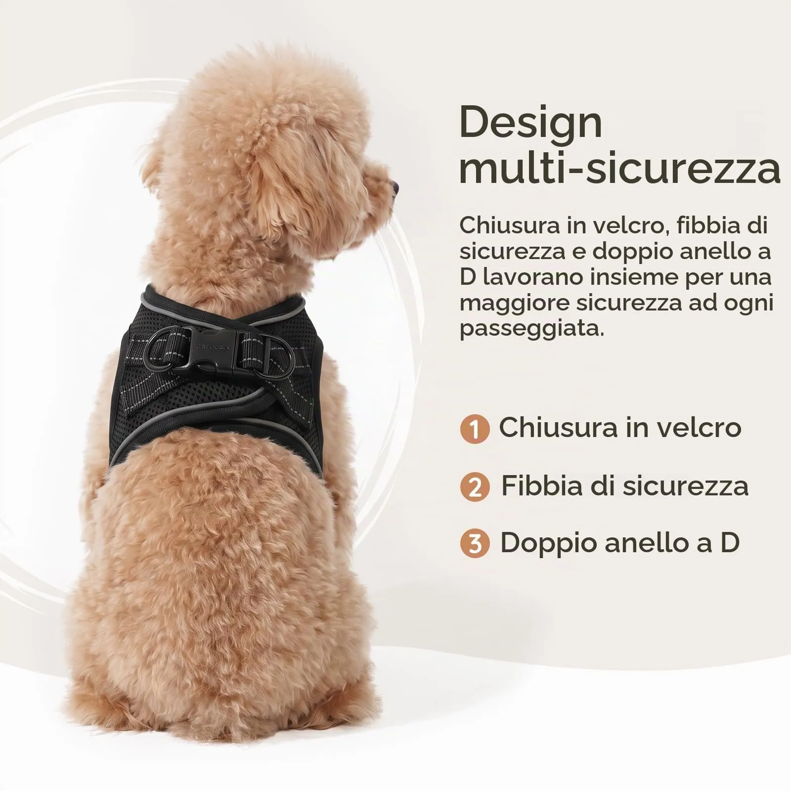 BELLA & PAL Pettorina Cane Taglia Piccola, Pettorine per Cuccioli con Guinzaglio, Step In Riflettente in Air Mesh Morbida e Traspirante, Imbracatura per Cani Poccoli, Nero, XXS - immagine 3