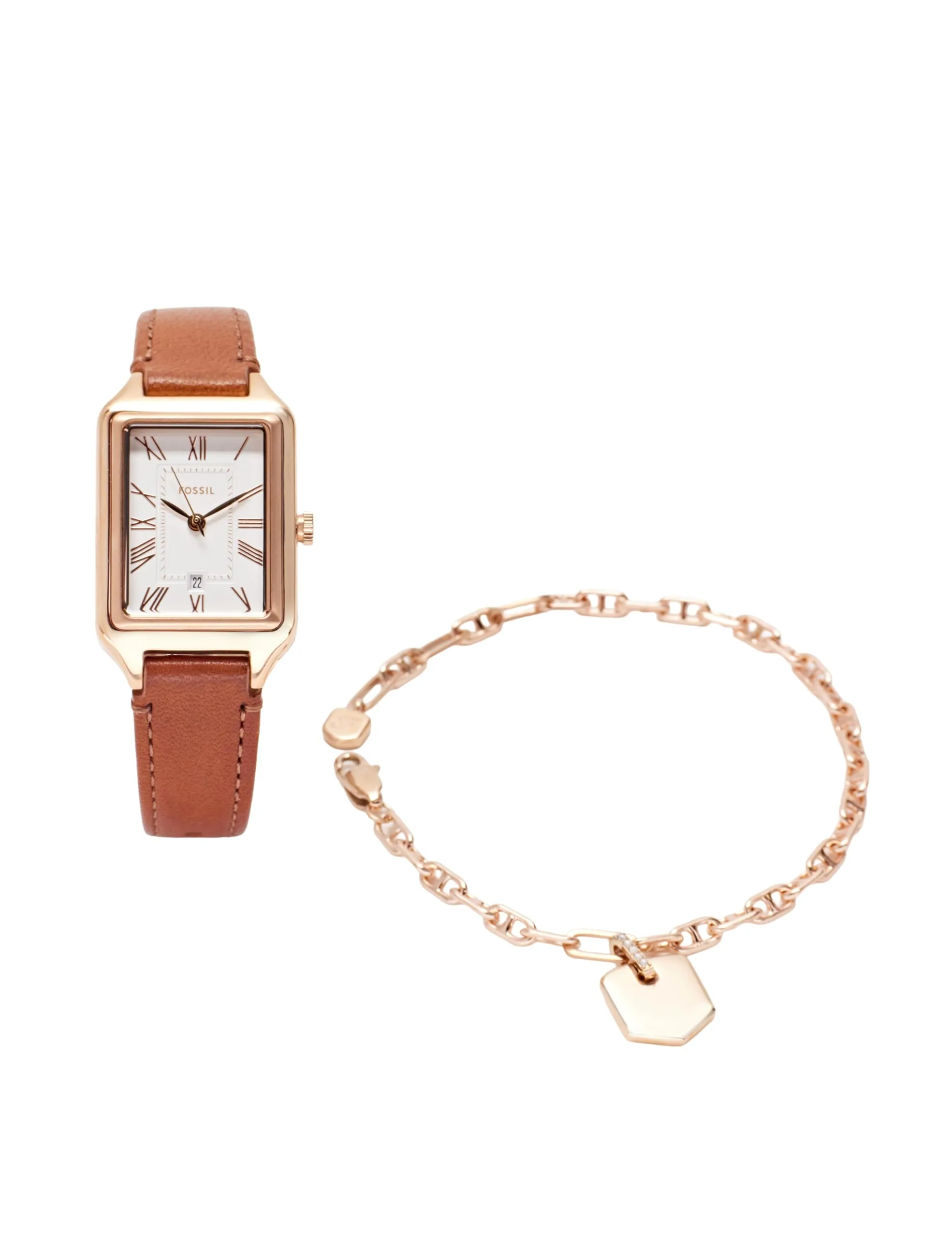 Fossil Raquel Orologio per donna, Movimento al quarzo con cinturino in acciaio inossiperbile o in pelle, Rosso vino, 8.7Lx8.7Wx7Hcm - immagine 1