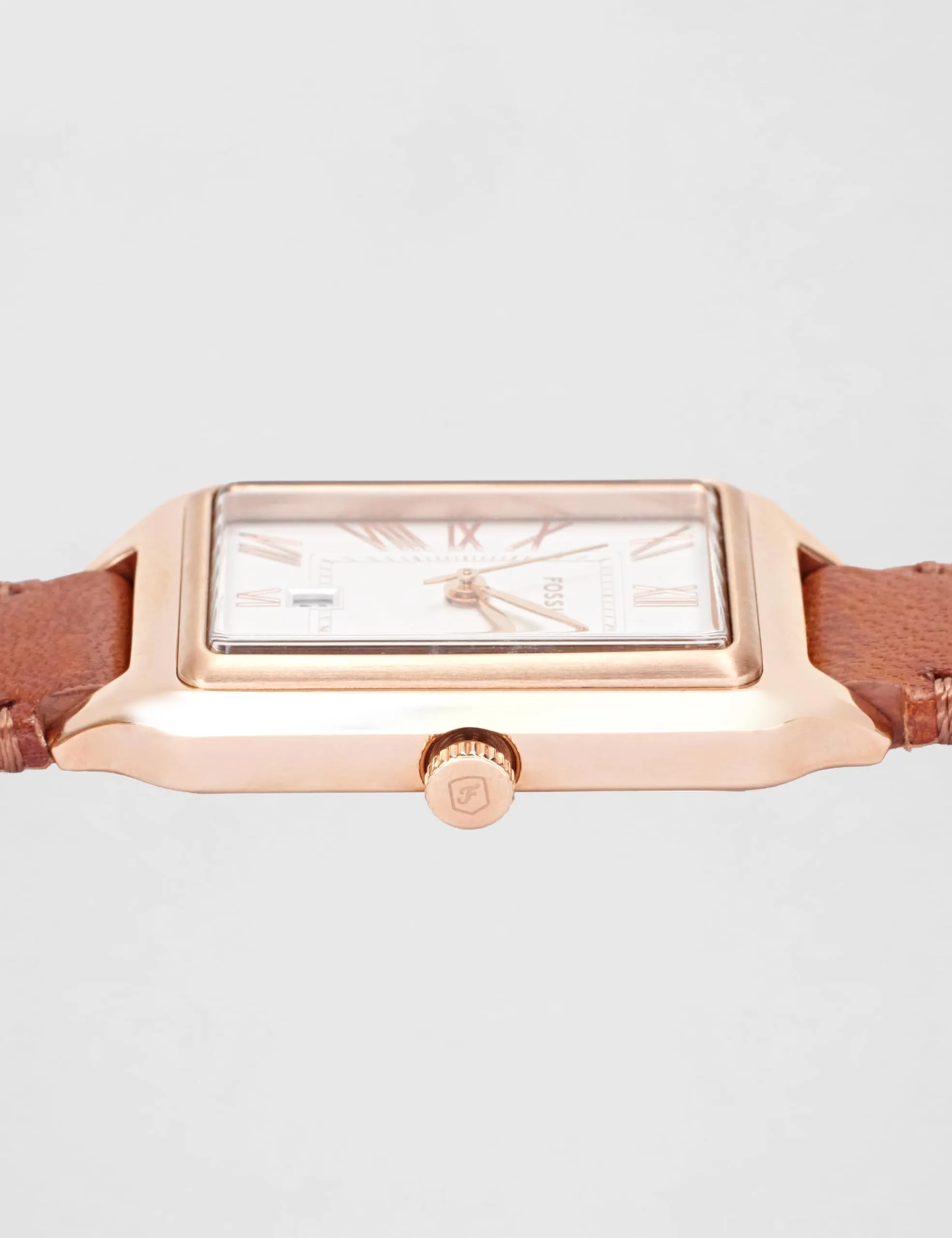 Fossil Raquel Orologio per donna, Movimento al quarzo con cinturino in acciaio inossiperbile o in pelle, Rosso vino, 8.7Lx8.7Wx7Hcm - immagine 5