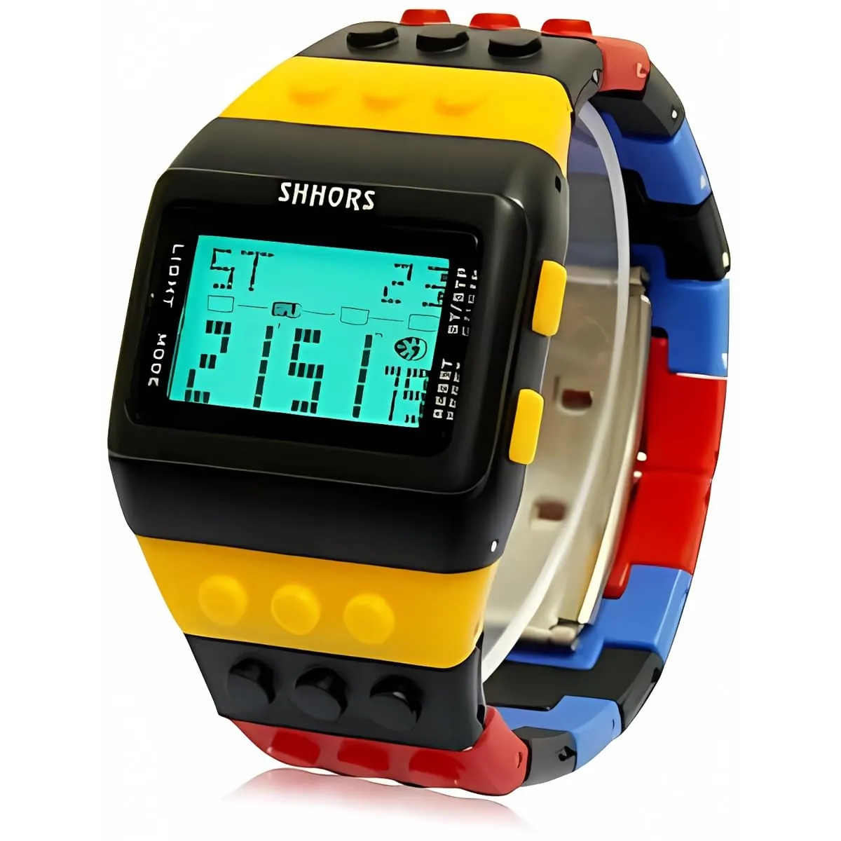 FENKOO Orologio digitale da pols neutro arcobaleno, Nero - immagine 4