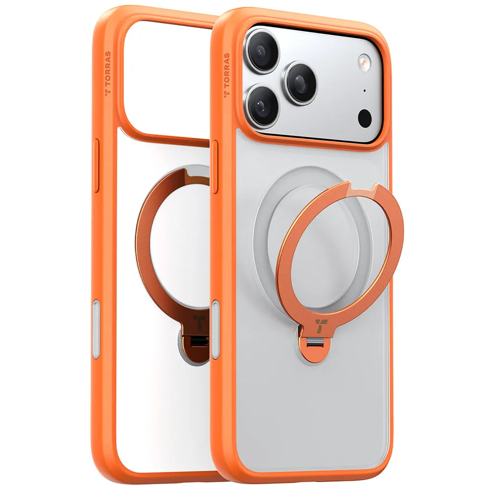 Custodia MagSafe per Apple iPhone 17 Pro Max, Torras, Ostand Spin, Arancione - immagine 1