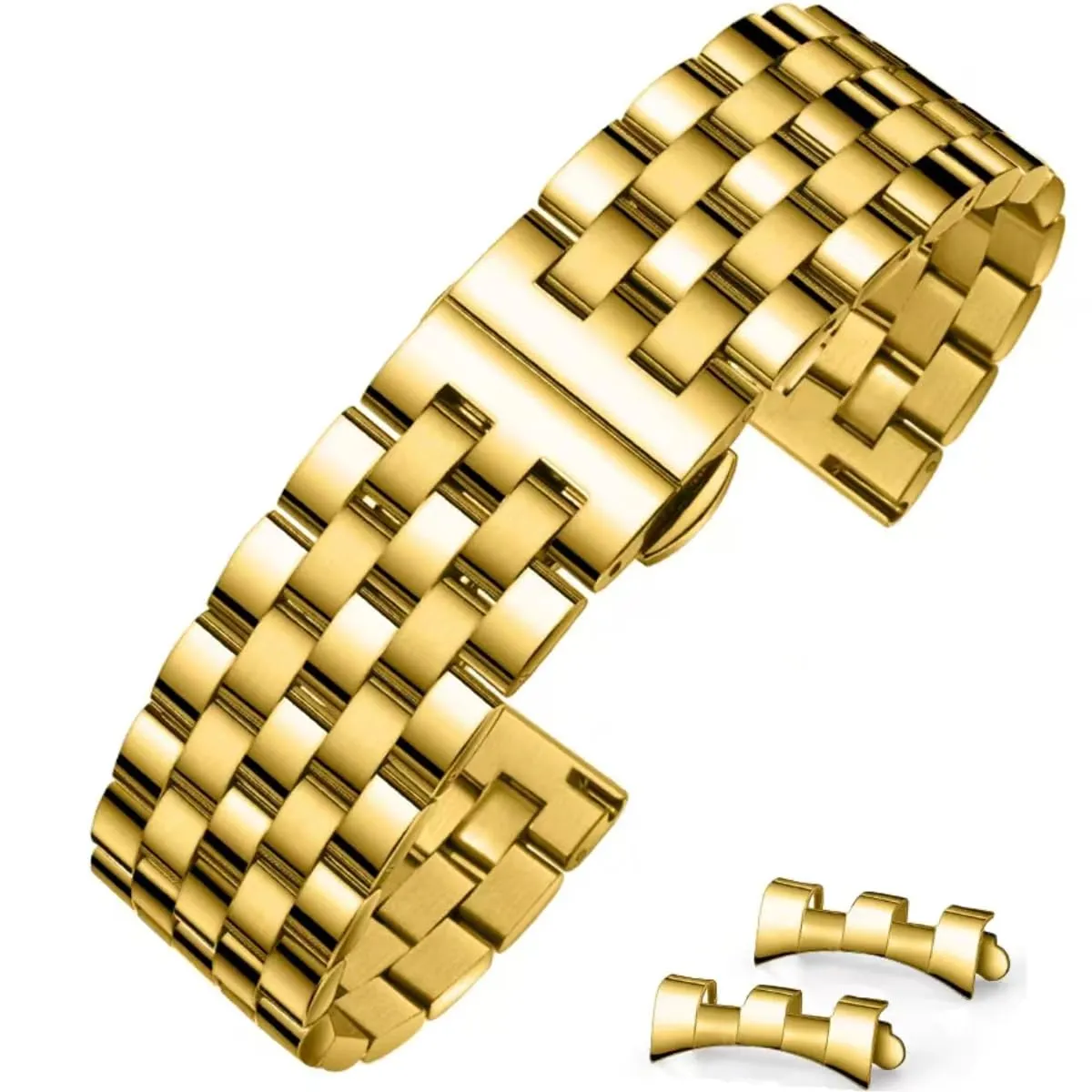 HEYOZURY Cinturini per Orologio in Metallo in Acciaio Inossidabile per Orologi con Estremità Dritta e Curva 18mm 19mm 20mm 21mm 22mm 24mm Cinturini di Ricambio in Braccialetti per Uomini Donne - immagine 1