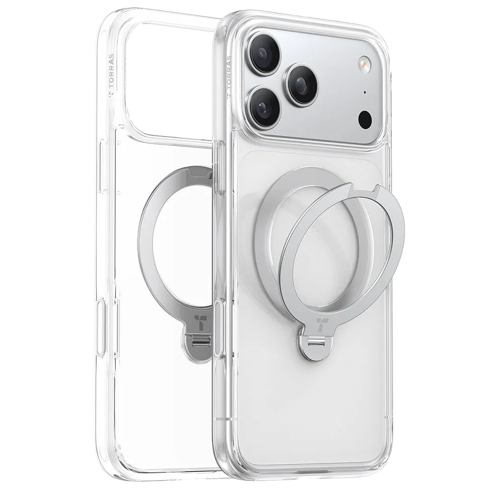 Custodia MagSafe per Apple iPhone 17 Pro Max, Torras, Ostand Spin, Trasparente - immagine 1