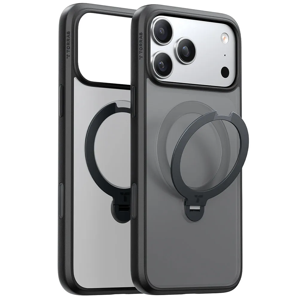Custodia MagSafe per Apple iPhone 17 Pro Max, Torras, Ostand Spin, Nera - immagine 1