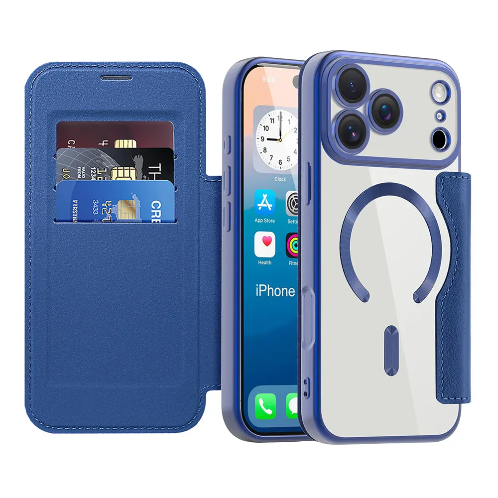 Custodia MagSafe per Apple iPhone 17 Pro, Techsuit, SmartMag Book, Blu - immagine 1