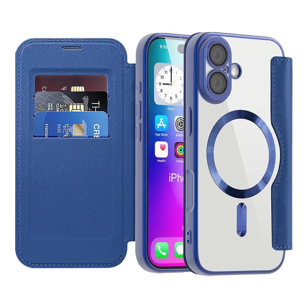 Custodia MagSafe per Apple iPhone 17, Techsuit, SmartMag Book, Blu - immagine 1