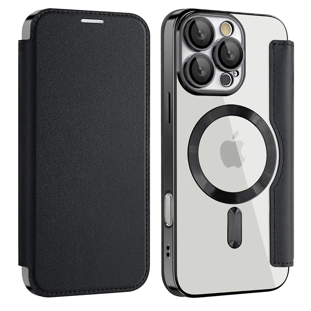 Custodia MagSafe per Apple iPhone 17, Techsuit, SmartMag Book, Nera - immagine 1