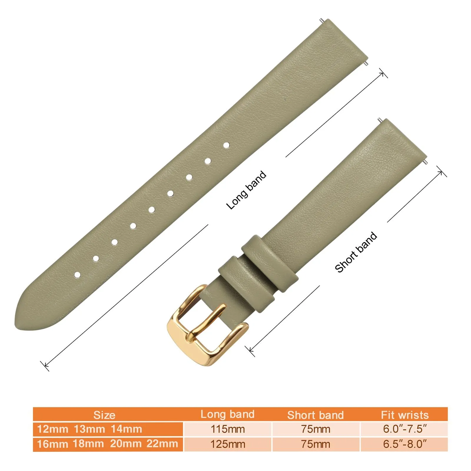 ANNEFIT Cinturini per Orologi per Uomo Donna, Cinturino in Vera Pelle con Sgancio Rapido, Larghezza della Banda 20mm con Fibbia Oro (Cachi) - immagine 4