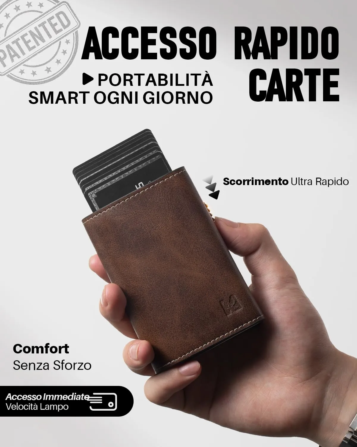 MYSHION Portafoglio Pop-Up da Uomo con Tasca per Monete, Portafoglio Trifold con Finestra ID, Porta Carte RFID Intelligente con 6 Scomparti per Fino a 11 Carte - immagine 2