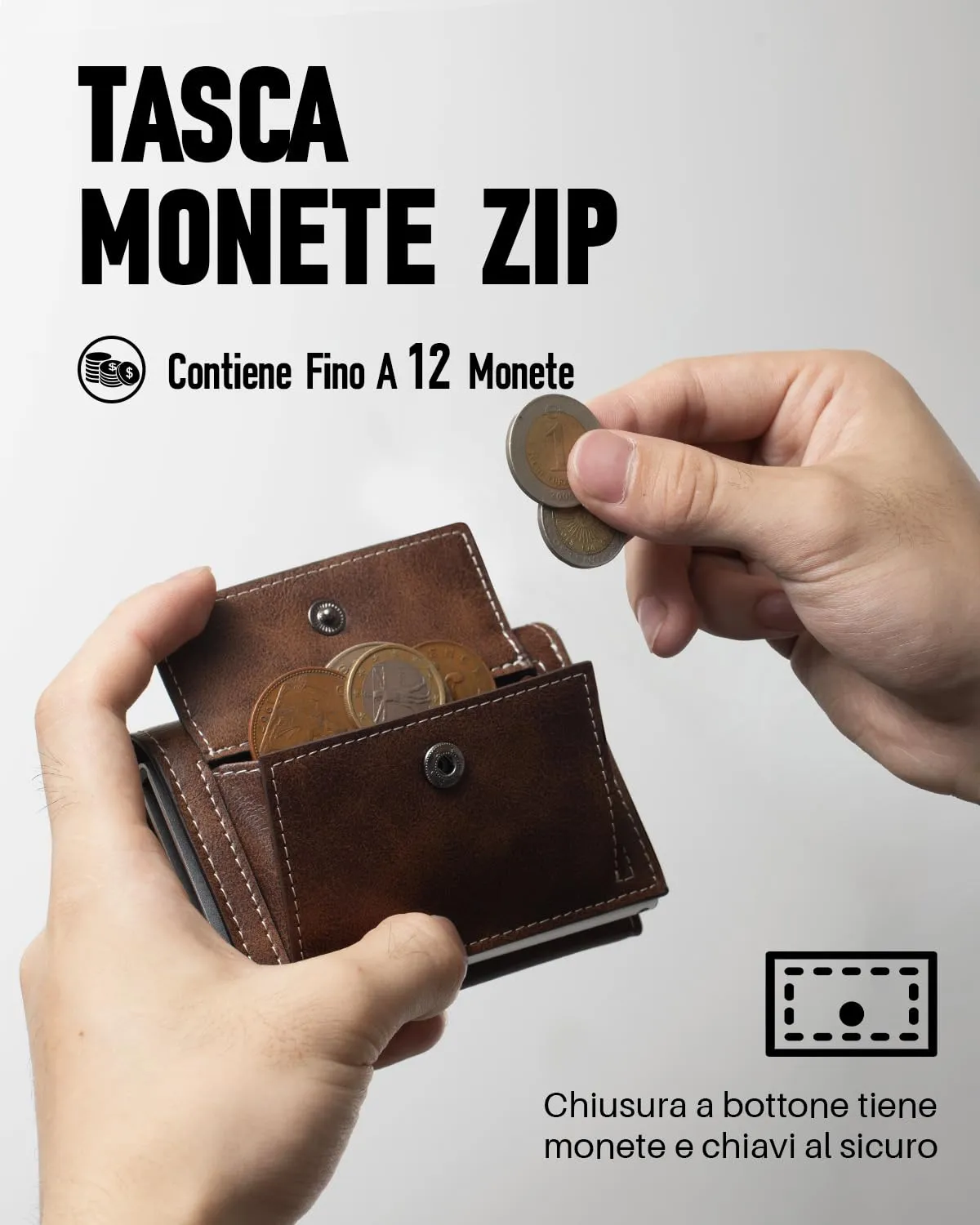 MYSHION Portafoglio Pop-Up da Uomo con Tasca per Monete, Portafoglio Trifold con Finestra ID, Porta Carte RFID Intelligente con 6 Scomparti per Fino a 11 Carte - immagine 4