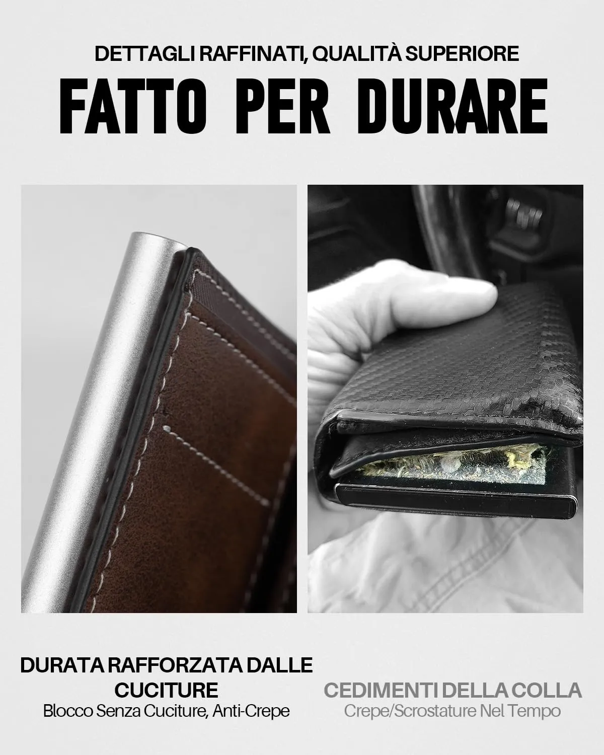 MYSHION Portafoglio Pop-Up da Uomo con Tasca per Monete, Portafoglio Trifold con Finestra ID, Porta Carte RFID Intelligente con 6 Scomparti per Fino a 11 Carte - immagine 5