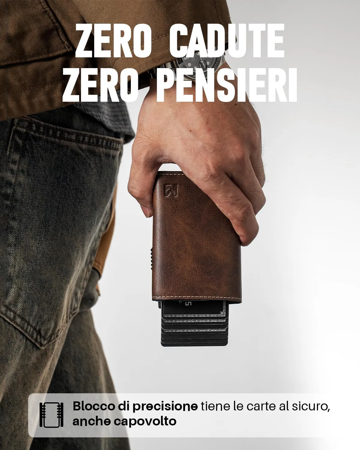MYSHION Portafoglio Pop-Up da Uomo con Tasca per Monete, Portafoglio Trifold con Finestra ID, Porta Carte RFID Intelligente con 6 Scomparti per Fino a 11 Carte - immagine 7