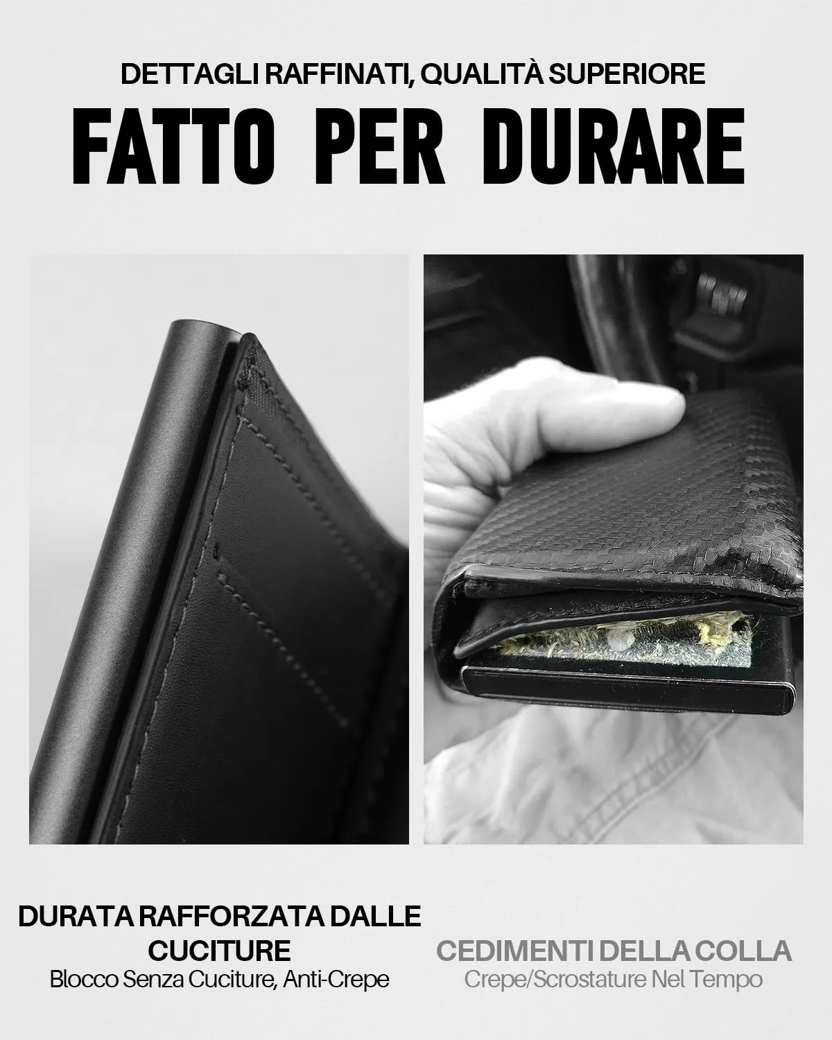 MYSHION Portafoglio Pop-Up da Uomo con Tasca per Monete, Portafoglio Trifold con Finestra ID, Porta Carte RFID Intelligente con 6 Scomparti per Fino a 11 Carte (Nero) - immagine 5