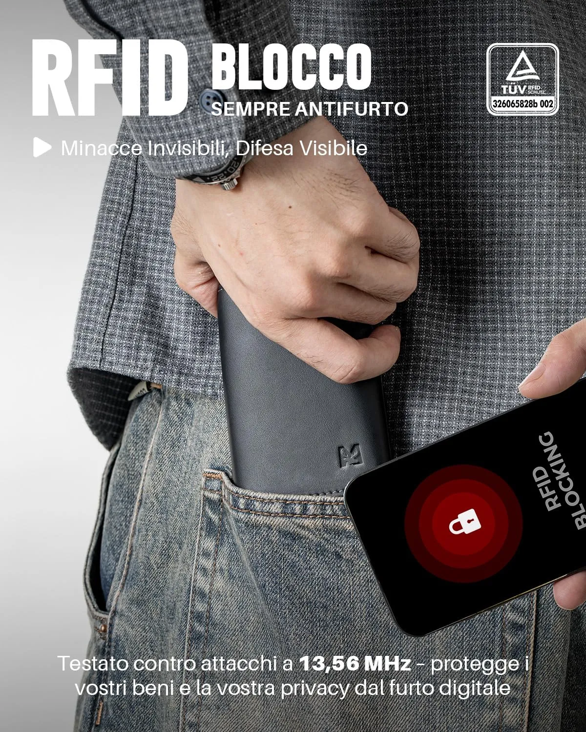 MYSHION Portafoglio Pop-Up da Uomo con Tasca per Monete, Portafoglio Trifold con Finestra ID, Porta Carte RFID Intelligente con 6 Scomparti per Fino a 11 Carte (Nero) - immagine 6