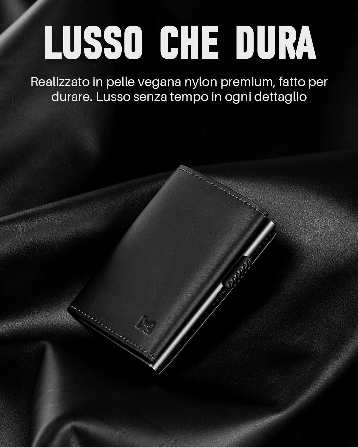 MYSHION Portafoglio Pop-Up da Uomo con Tasca per Monete, Portafoglio Trifold con Finestra ID, Porta Carte RFID Intelligente con 6 Scomparti per Fino a 11 Carte (Nero) - immagine 8