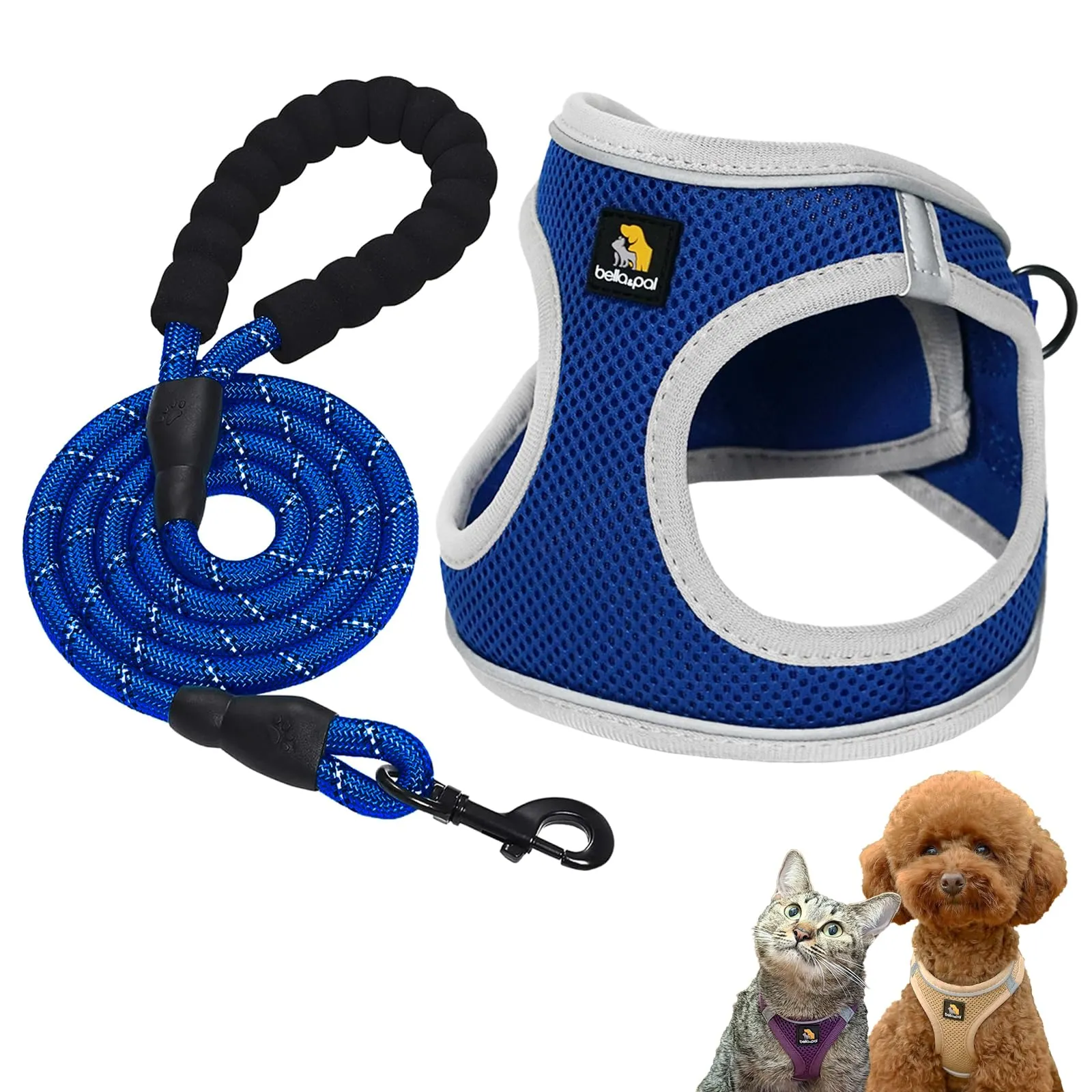 BELLA & PAL Pettorina Cane Taglia Piccola, Pettorine per Cuccioli con Guinzaglio, Step In Riflettente in Air Mesh Morbida e Traspirante, Imbracatura per Cani Poccoli, L - immagine 1