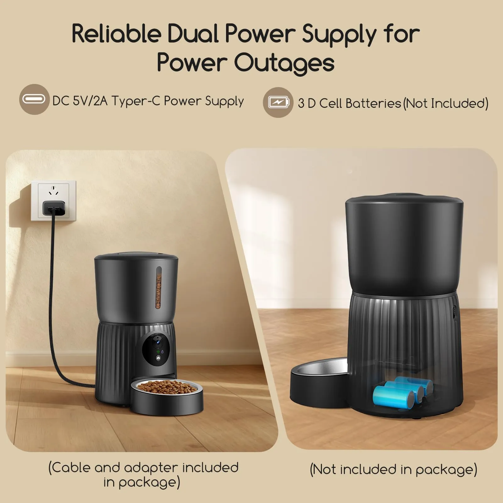 Faroro Distributore Automatico Cibo Gatti con Telecamera, Video HD 1080P, Visione Notturna, Audio Bidirezionale, Dispenser 4L, Angolo Telecamera Regolabile, Sensore Anti-Blocco, APP, Wi-Fi 5GHz - immagine 4
