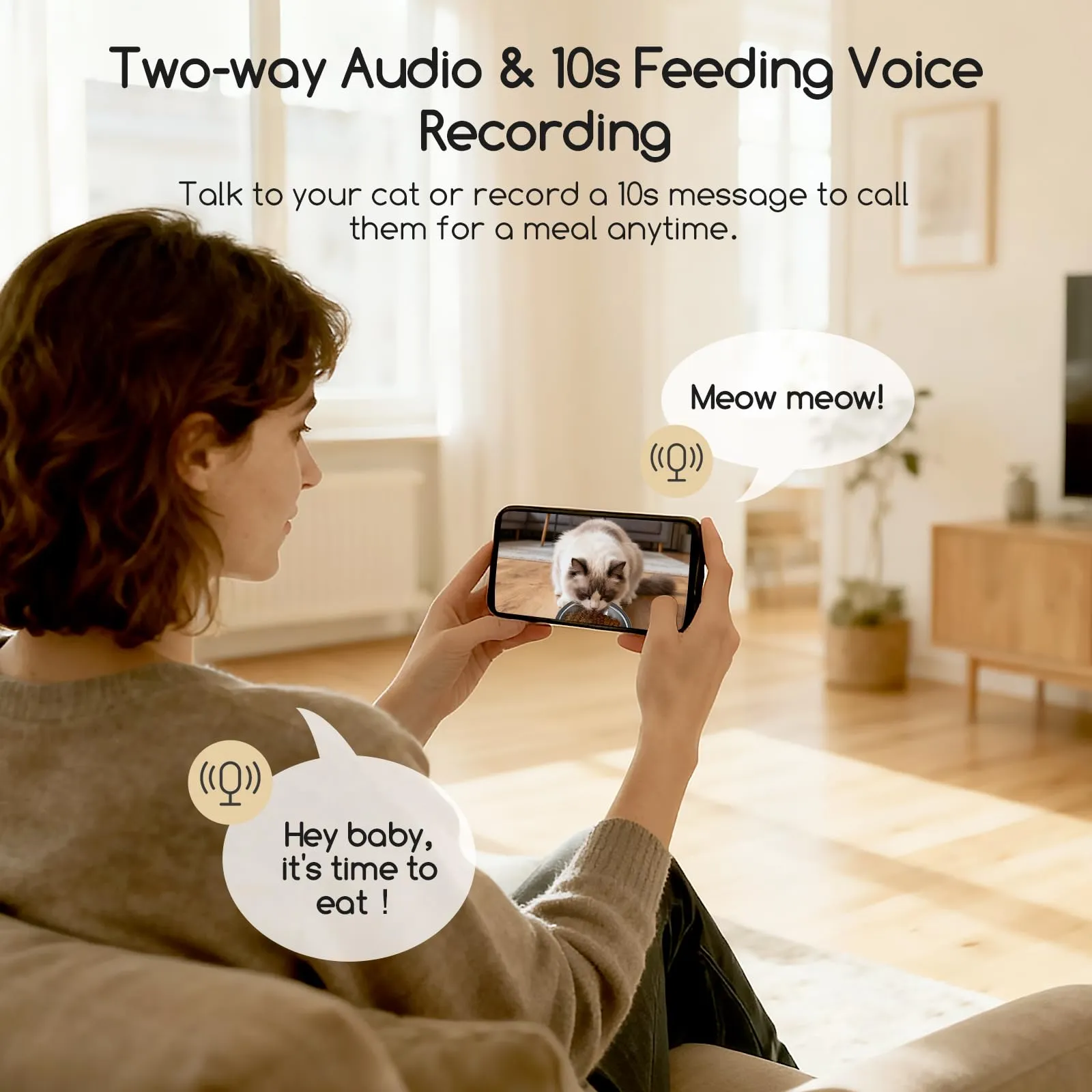 Faroro Distributore Automatico Cibo Gatti con Telecamera, Video HD 1080P, Visione Notturna, Audio Bidirezionale, Dispenser 4L, Angolo Telecamera Regolabile, Sensore Anti-Blocco, APP, Wi-Fi 5GHz - immagine 5
