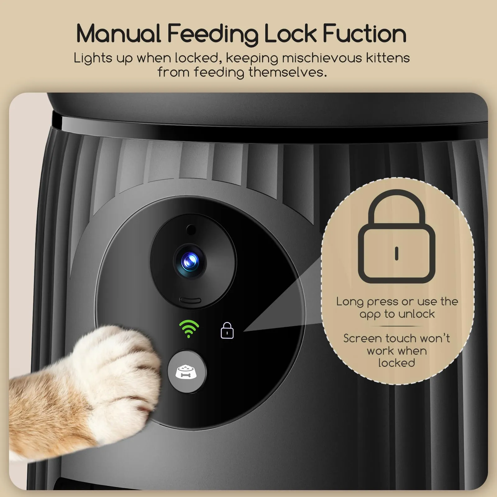 Faroro Distributore Automatico Cibo Gatti con Telecamera, Video HD 1080P, Visione Notturna, Audio Bidirezionale, Dispenser 4L, Angolo Telecamera Regolabile, Sensore Anti-Blocco, APP, Wi-Fi 5GHz - immagine 6