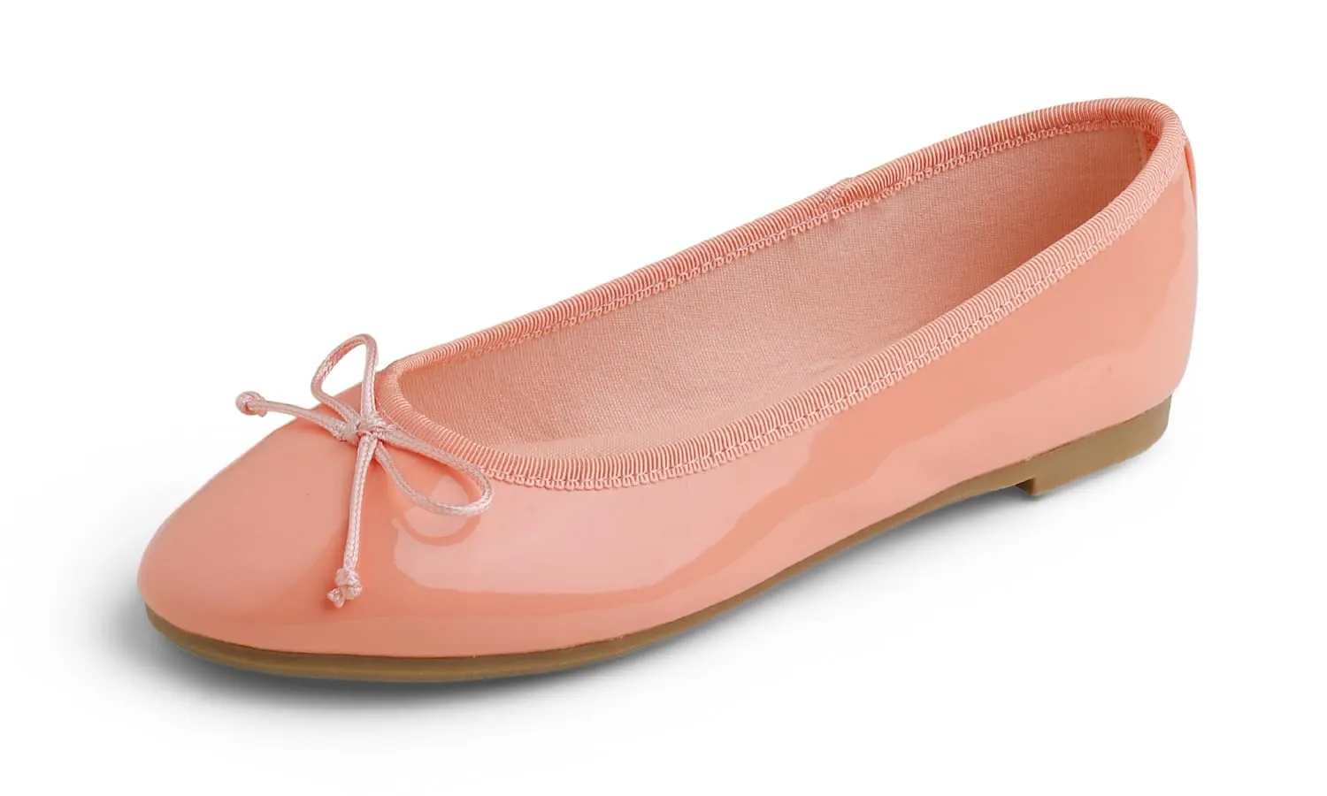 Feversole Scarpe da Donna Classiche Ballerine laccate da Balerina Piatte da Donna, Vernice Arancione Rosa, 36 EU - immagine 1