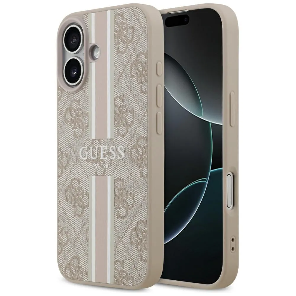 Custodia MagSafe per Apple iPhone 17, Guess, 4G Printed Stripes, Rosa - immagine 1