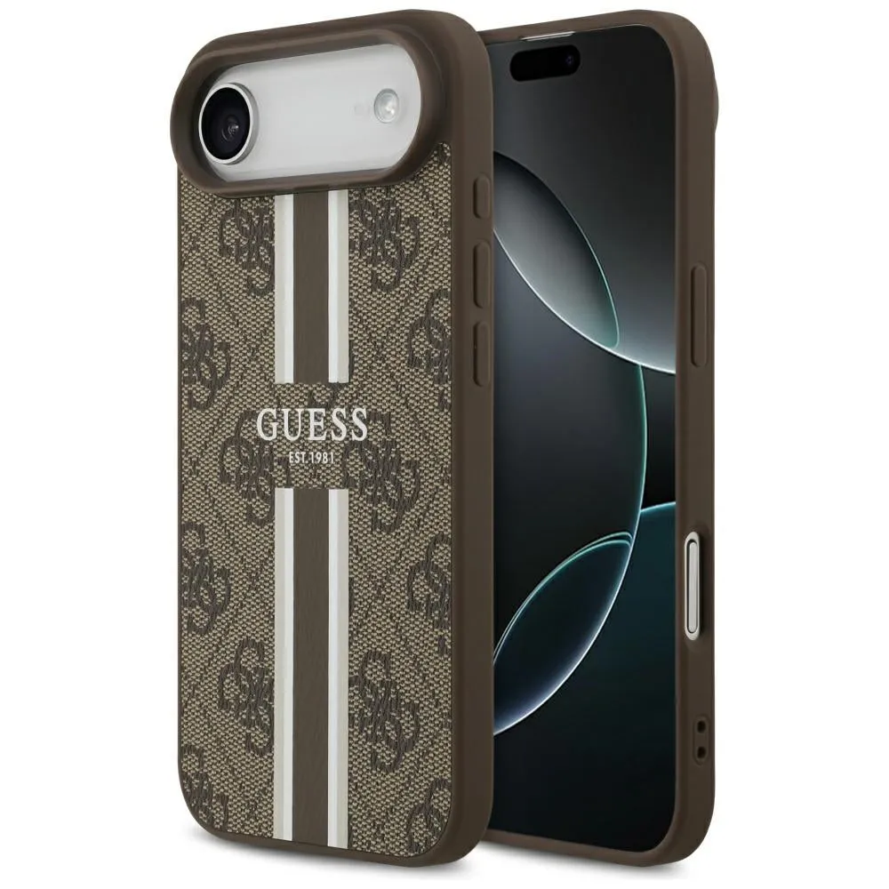 Custodia MagSafe per Apple iPhone 17 Air, Guess, 4G Printed Stripes, Marrone - immagine 1
