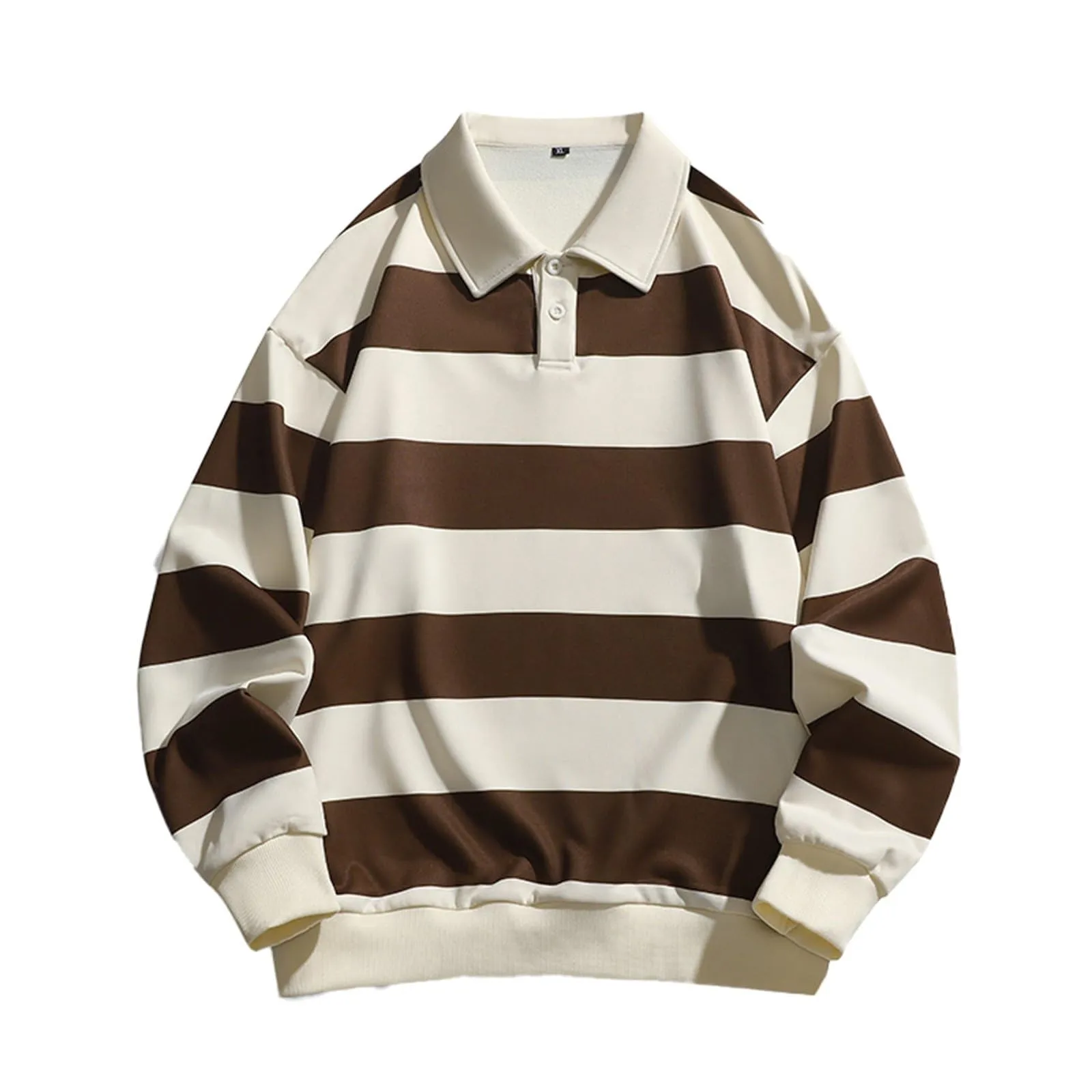Maglia da rugby a righe da uomo, camicia classica, maglia vintage a maniche lunghe, polo a righe, polo con colletto, t-shirt oversize a maniche lunghe, vestibilità normale, felpa, pullover a blocchi - immagine 2