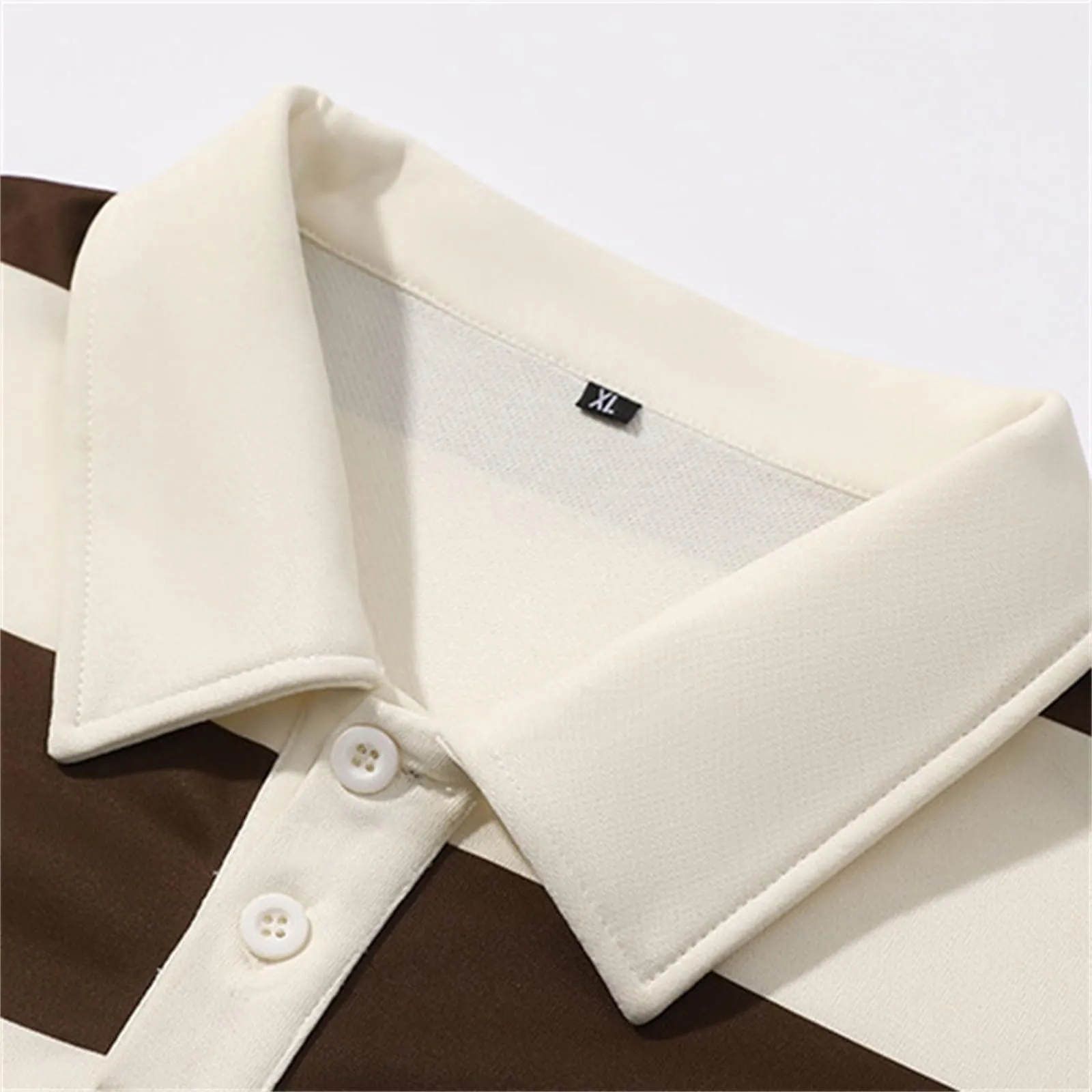 Maglia da rugby a righe da uomo, camicia classica, maglia vintage a maniche lunghe, polo a righe, polo con colletto, t-shirt oversize a maniche lunghe, vestibilità normale, felpa, pullover a blocchi - immagine 6