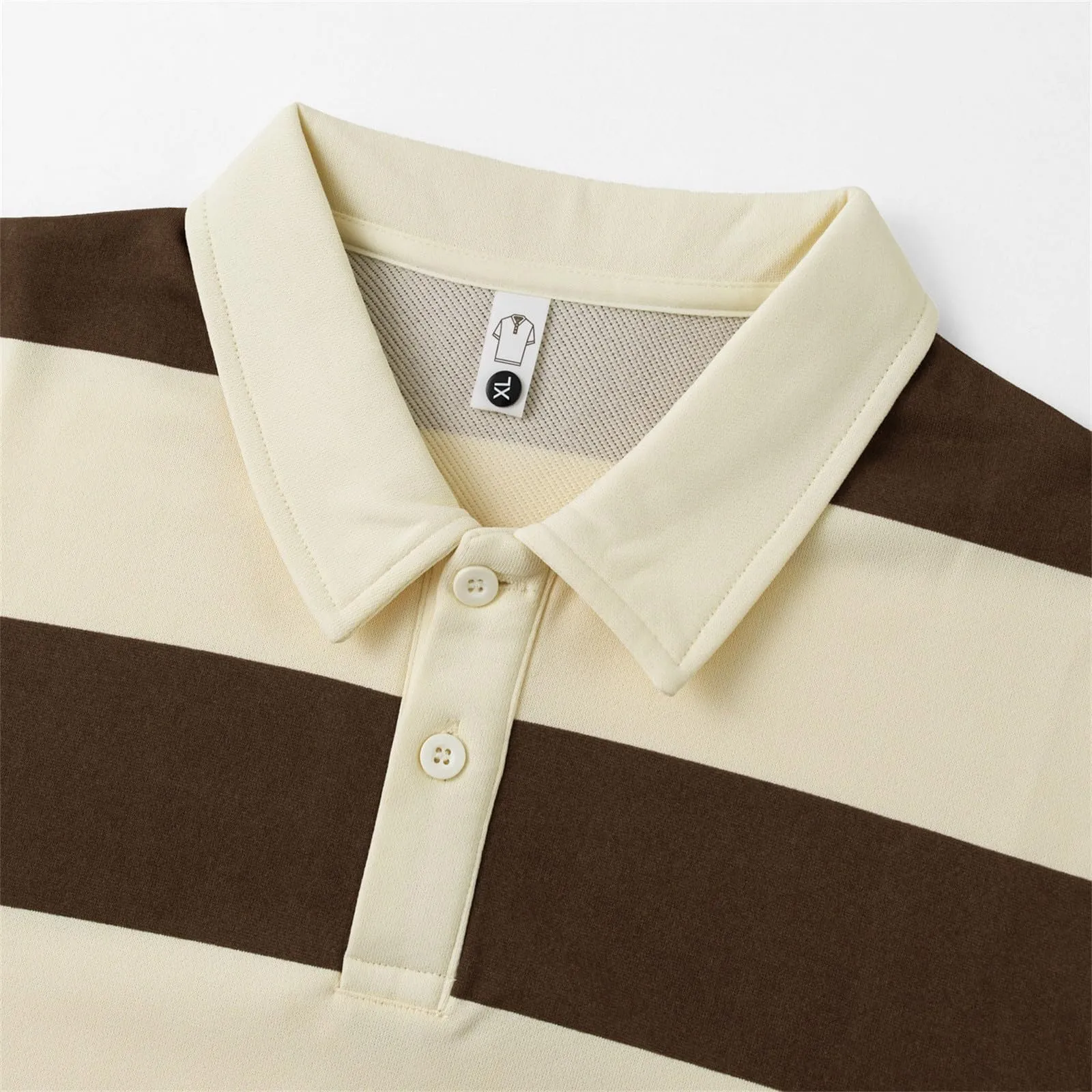 Maglia da rugby a righe da uomo, camicia classica, maglia vintage a maniche lunghe, polo a righe, polo con colletto, t-shirt oversize a maniche lunghe, vestibilità normale, felpa, pullover a blocchi - immagine 7