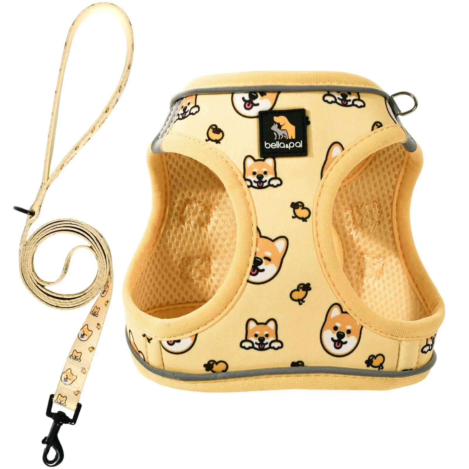 BELLA & PAL Pettorina Cane Taglia Piccola, Pettorine per Cuccioli con Guinzaglio, Step In Riflettente in Air Mesh Morbida e Traspirante, Imbracatura per Cani Poccoli, Giallo, XXS - immagine 1