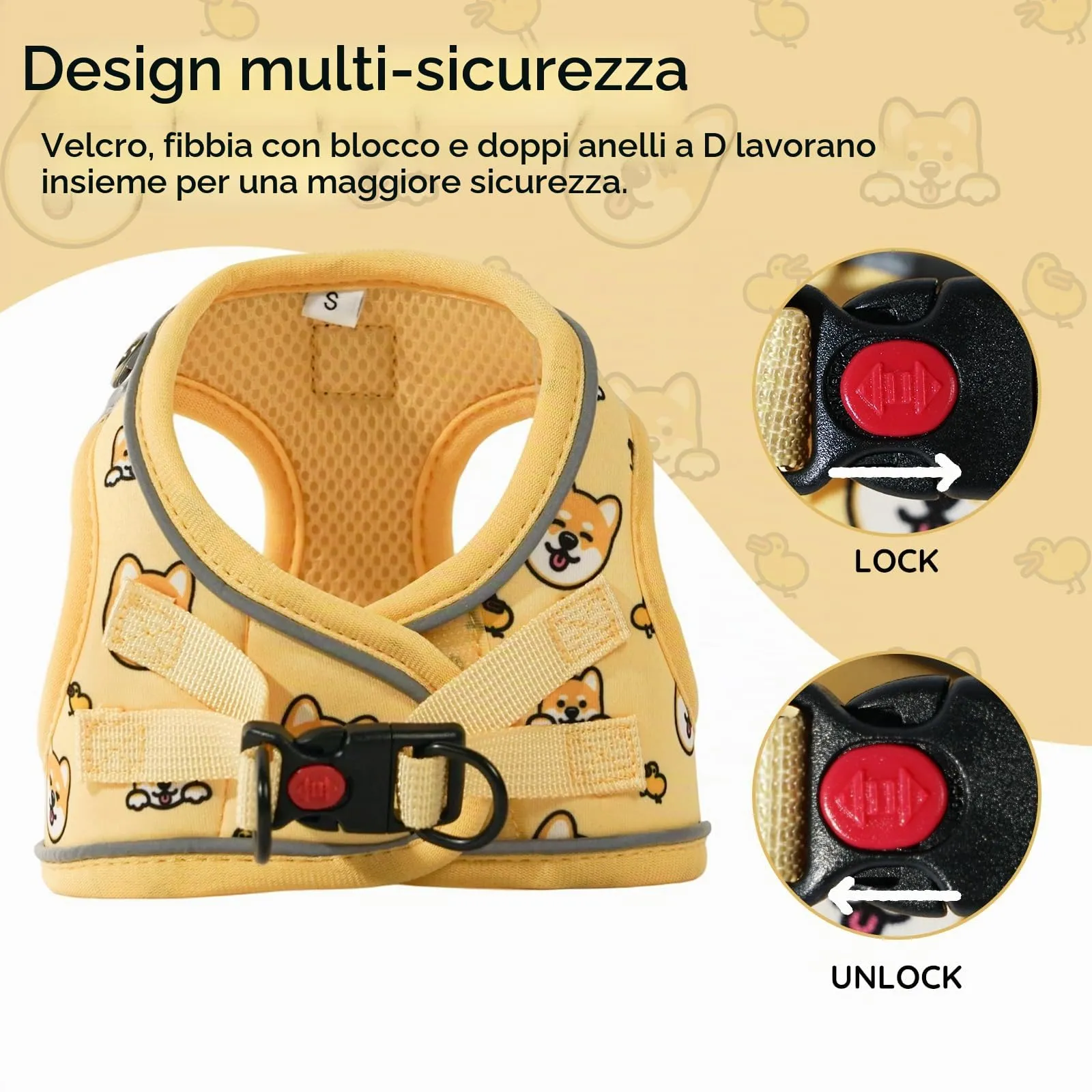 BELLA & PAL Pettorina Cane Taglia Piccola, Pettorine per Cuccioli con Guinzaglio, Step In Riflettente in Air Mesh Morbida e Traspirante, Imbracatura per Cani Poccoli, Giallo, XXS - immagine 3