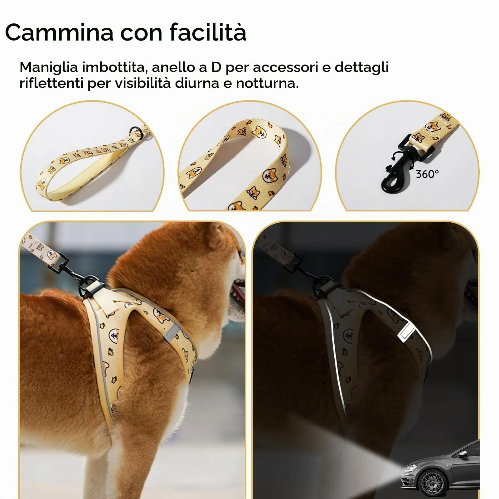 BELLA & PAL Pettorina Cane Taglia Piccola, Pettorine per Cuccioli con Guinzaglio, Step In Riflettente in Air Mesh Morbida e Traspirante, Imbracatura per Cani Poccoli, Giallo, XS - immagine 4