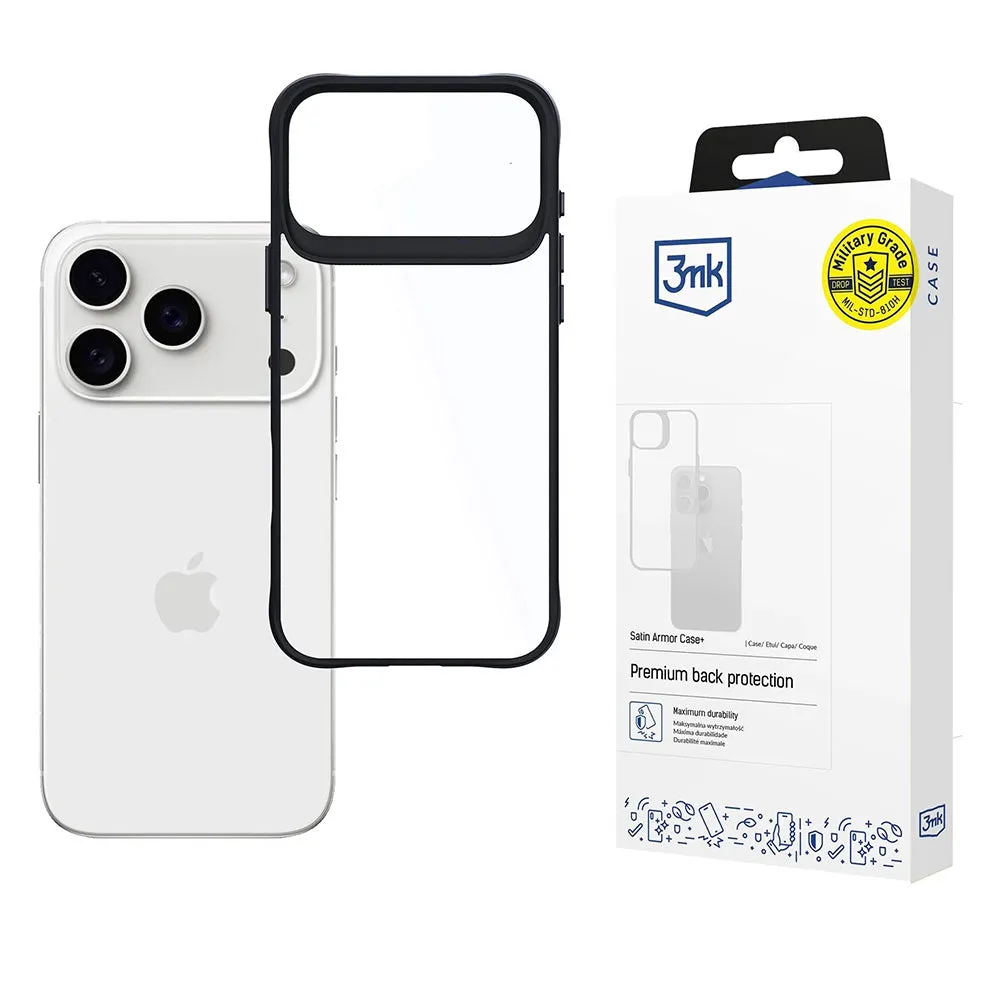 Custodia per Apple iPhone 17 Pro, 3MK, Satin Armor Case+, Nera - immagine 1