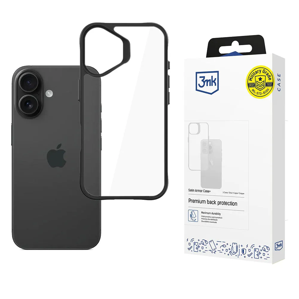 Custodia per Apple iPhone 17, 3MK, Satin Armor Case+, Nera - immagine 1