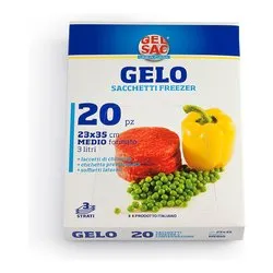 Sacchetti congelatore 20 pz ( 23 x 35 cm ) con laccetti GELO Trasparente azzurro 504077 - immagine 1